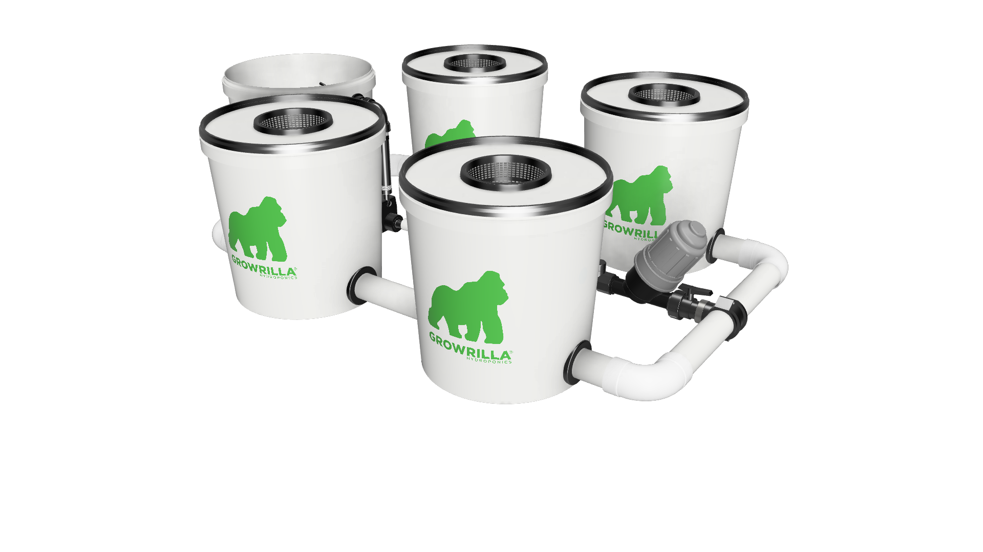 RDWC Pro Hydroponik-System mit 4 Töpfen à 20 L & Rücklaufzirkulation