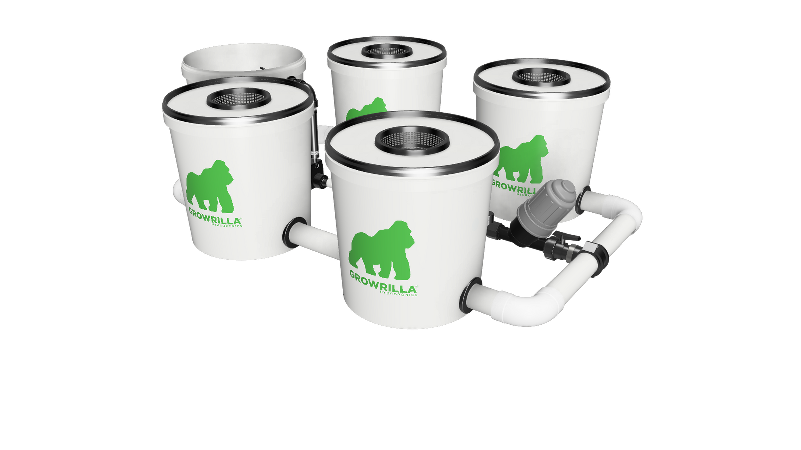 RDWC Pro Hydroponik-System mit 4 Töpfen à 20 L & Rücklaufzirkulation