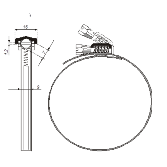 Universal-Schlauchklemme mit Schnellverschluss 60–325 mm zur werkzeuglosen Befestigung von Flexrohren und Filtern