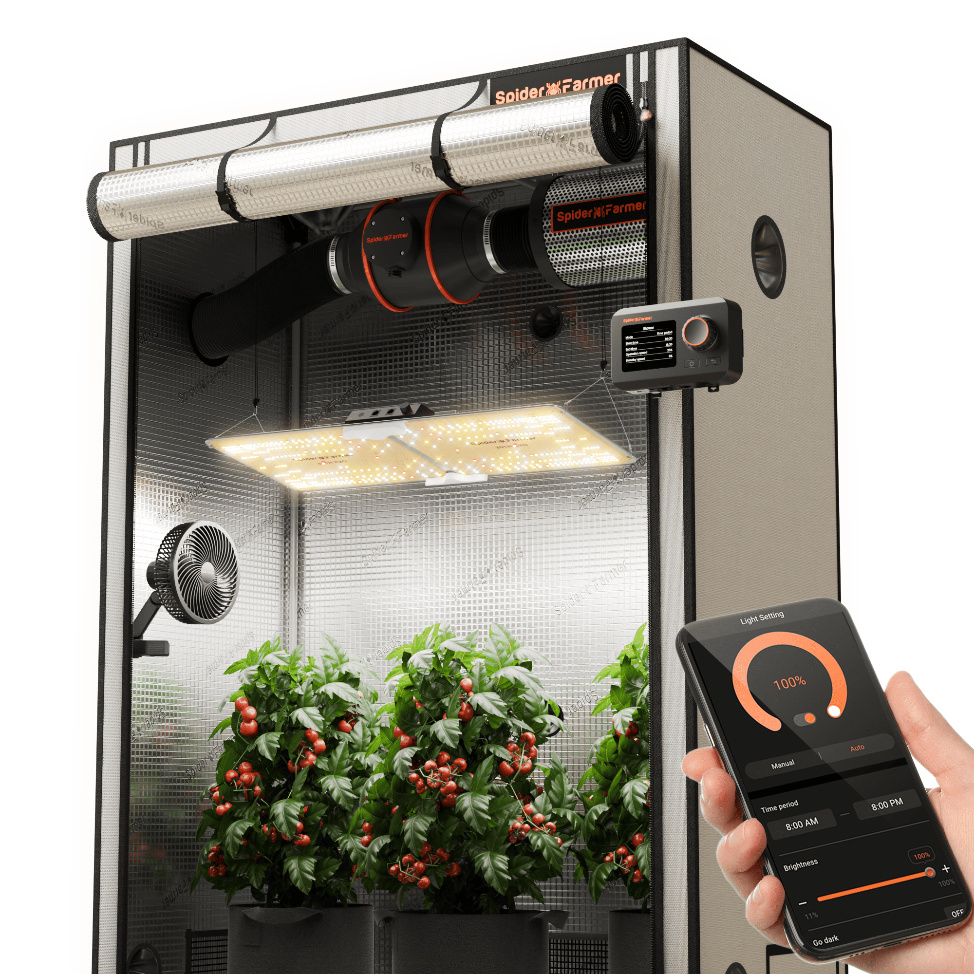 Spider Farmer SF2000 Growbox Komplettset 140x70x200 cm mit GGS Controller