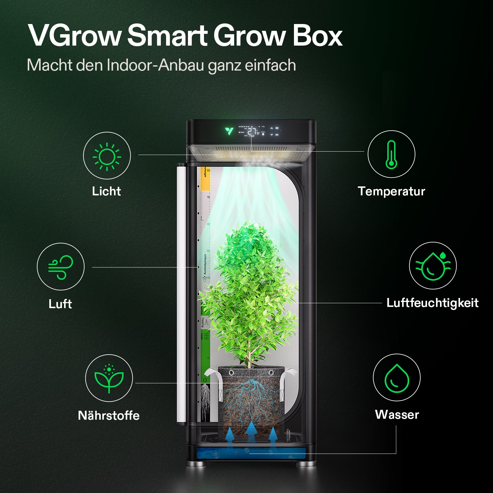 VIVOSUN komplettes Hydroponic Grow Bundle VGrow – Smart All-in-One-System mit LED-Licht, Belüftung und Bewässerung für Indoor-Pflanzen