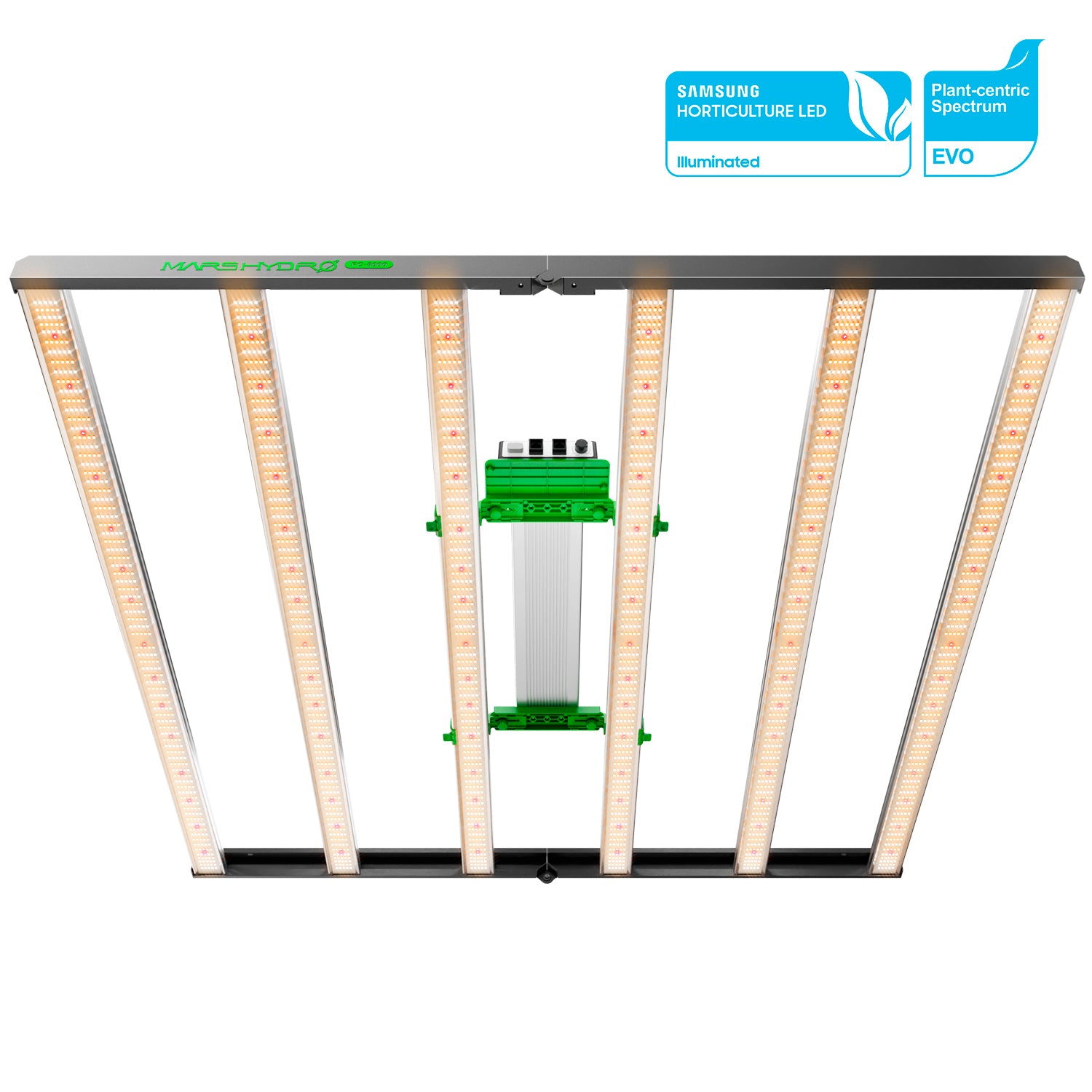 Mars Hydro FC8000-EVO LED Grow Lampe 800W mit Samsung LM301H EVO Dioden, CO₂-Unterstützung, dimmbar, Full Spectrum Beleuchtung für professionelle Indoor-Grows.