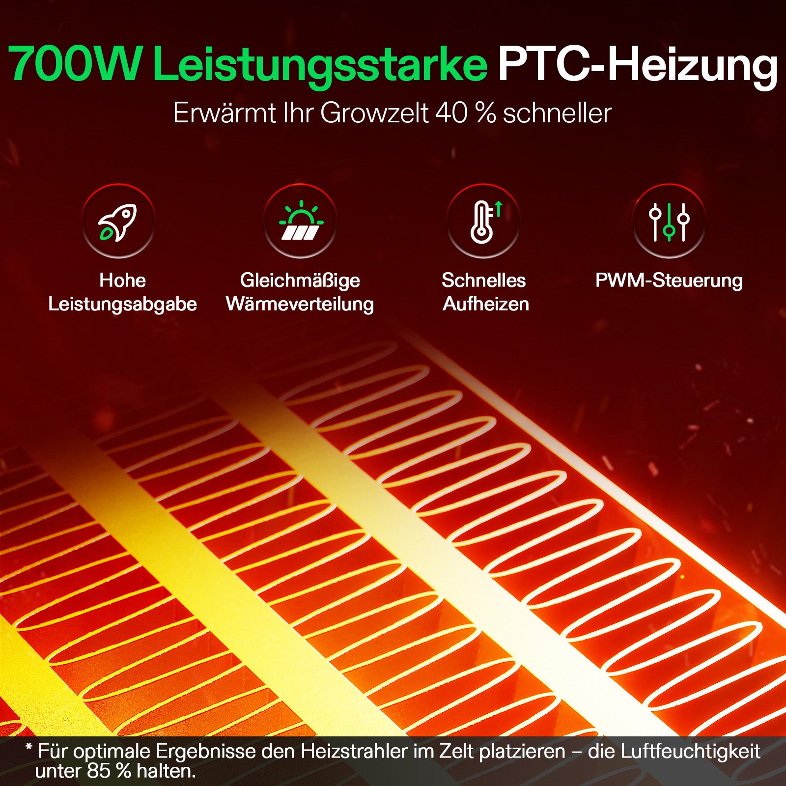 VIVOSUN AeroFlux Smart Growzelt-Heizung – 700 W PTC-Heizung mit VPD-Steuerung

