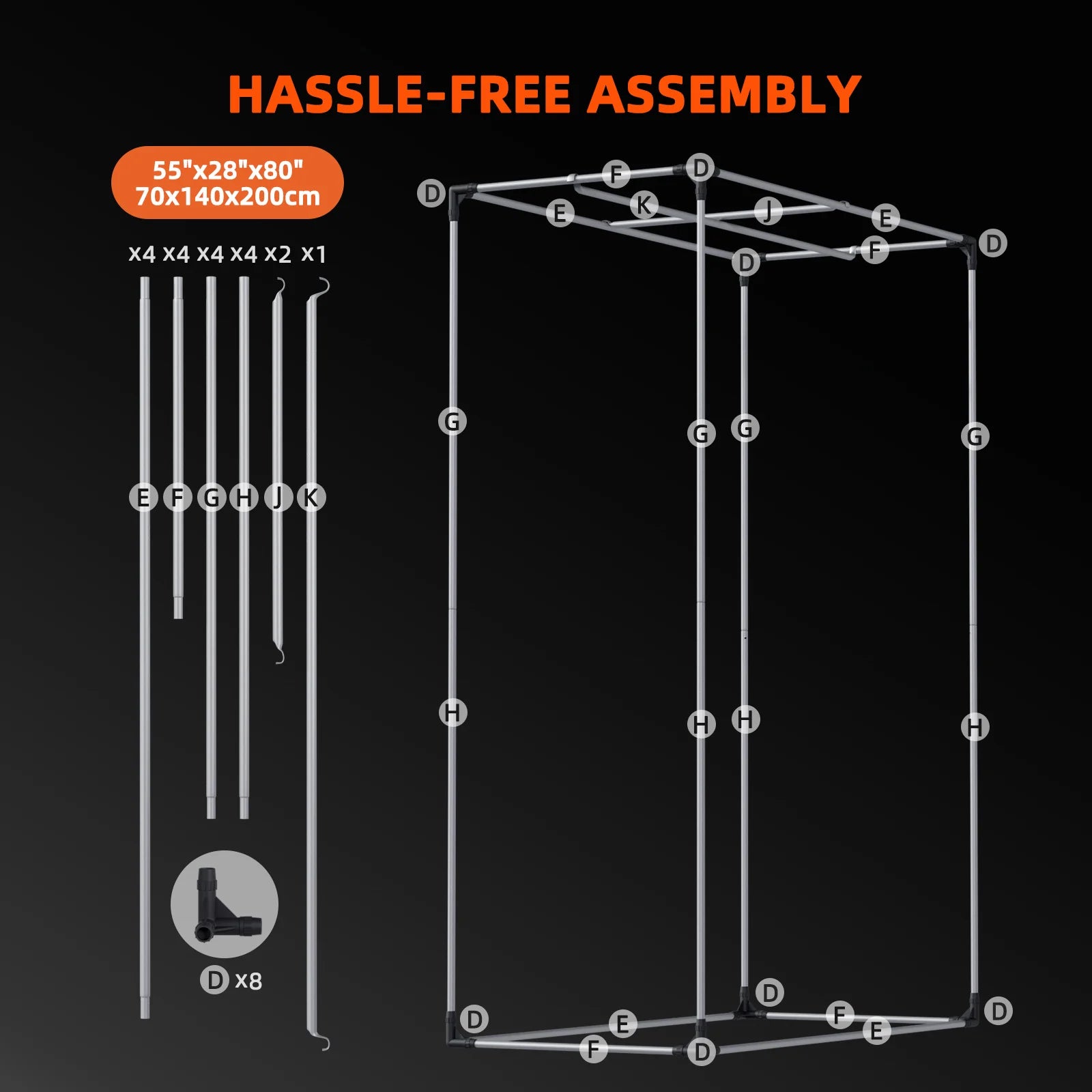 Spider Farmer Growzelt 140×70×200 cm – schmales Indoor-Zelt mit 1680D Stoff & Mylar-Innenbeschichtung