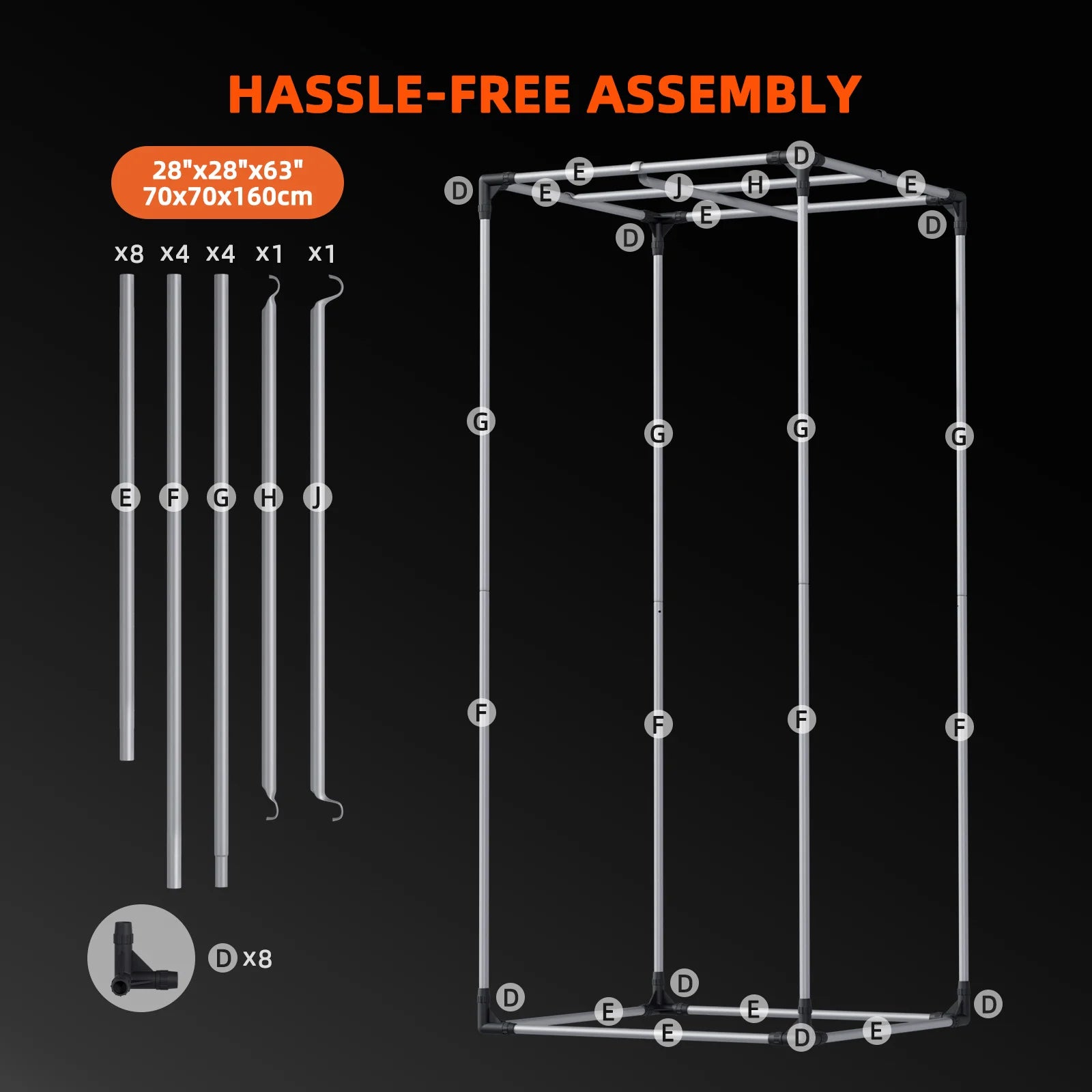 Spider Farmer Growzelt 70×70×160 cm – Indoor-Growbox mit 1680D Stoff & reflektierender Innenfläche