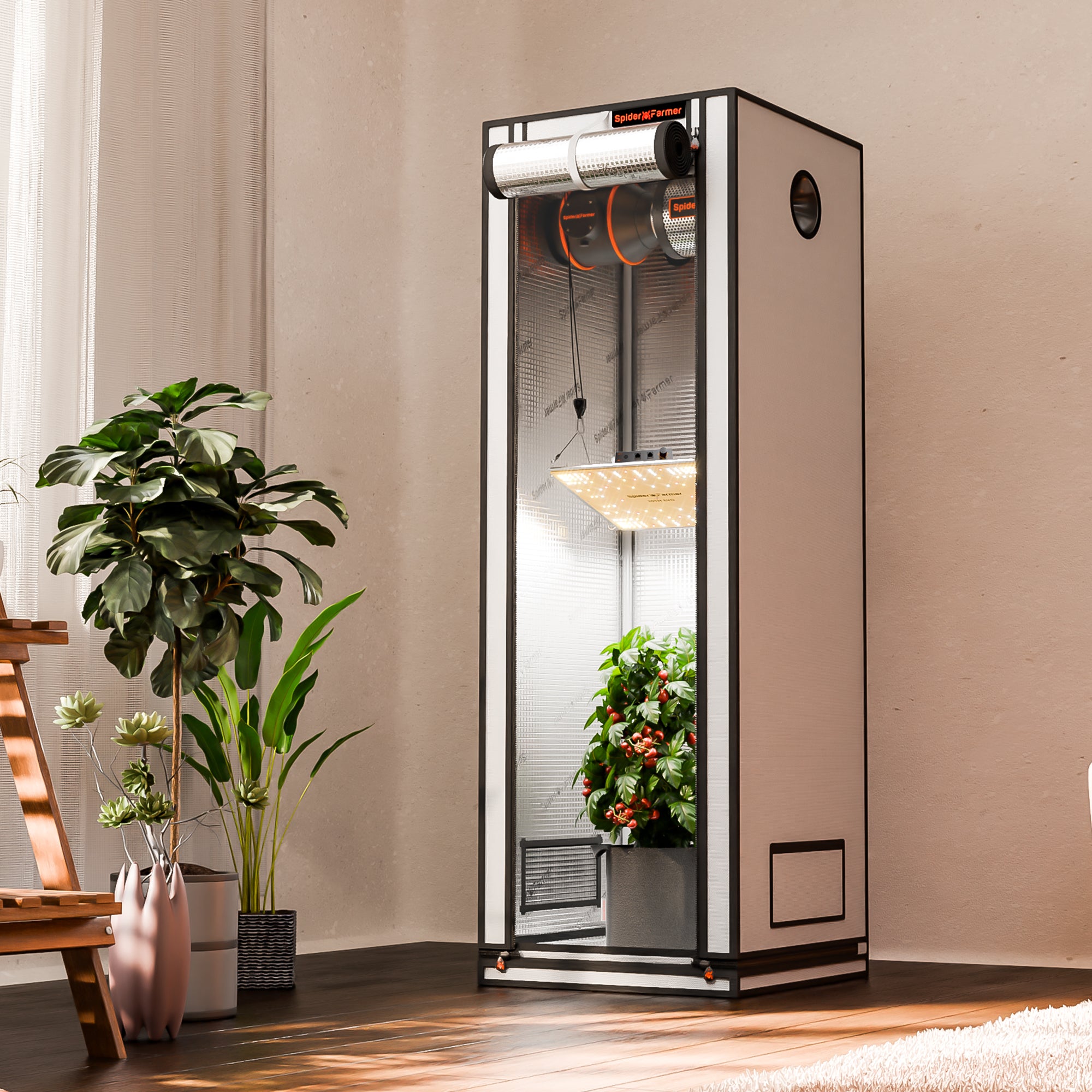 grow zelt mini Spider Farmer Mini Growzelt 60×60×80 cm – Lichtdicht & Robust (2000D) – WonderGrow Hamburg