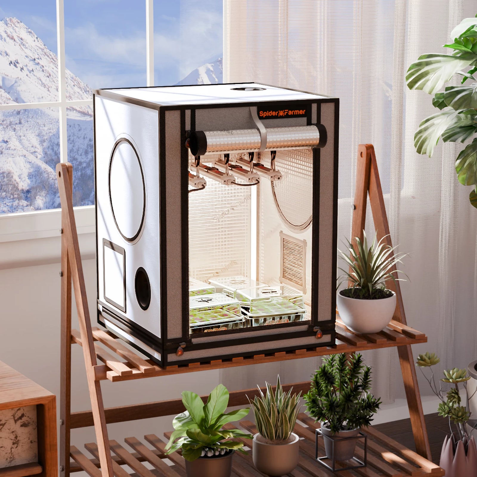 zelt lichtdicht Spider Farmer Mini Growzelt 60×60×80 cm – Lichtdicht & Robust (2000D) – WonderGrow Hamburg