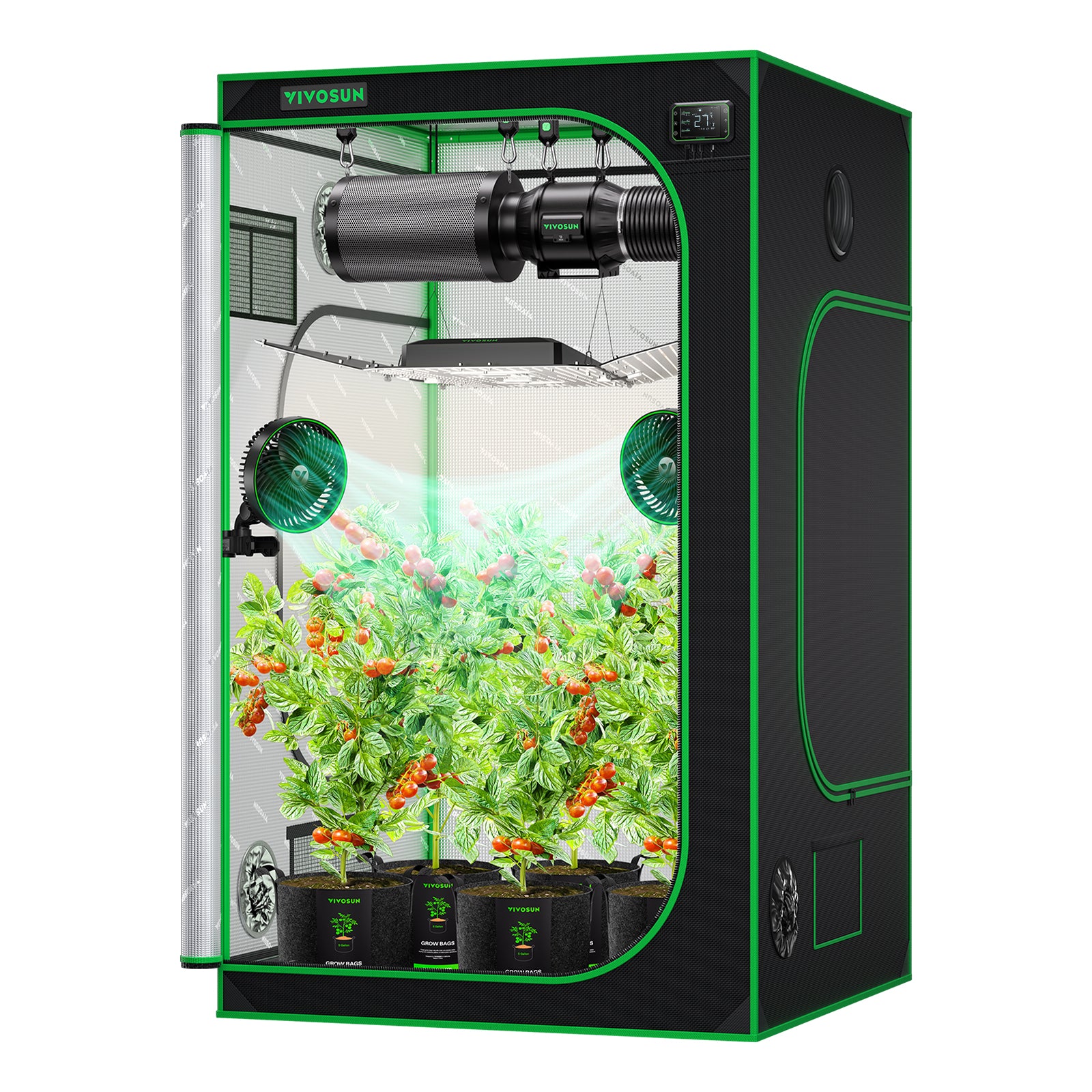 VIVOSUN Growbox Pro 120×120×200 cm – Indoor-Growzelt mit Sichtfenster & reflektierender 600D-Mylar-Beschichtung