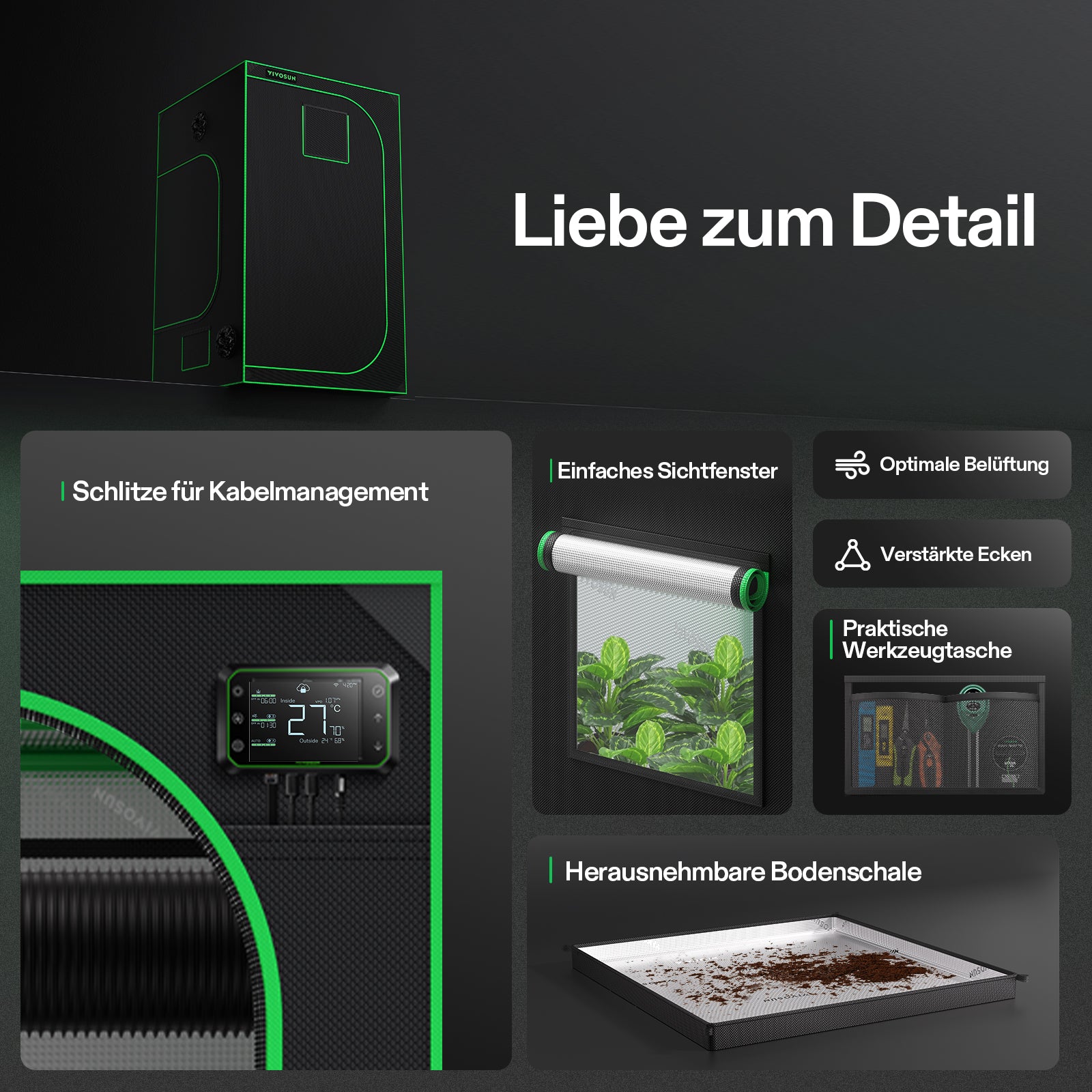 VIVOSUN Growbox Pro 120×120×200 cm – Indoor-Growzelt mit Sichtfenster & reflektierender 600D-Mylar-Beschichtung