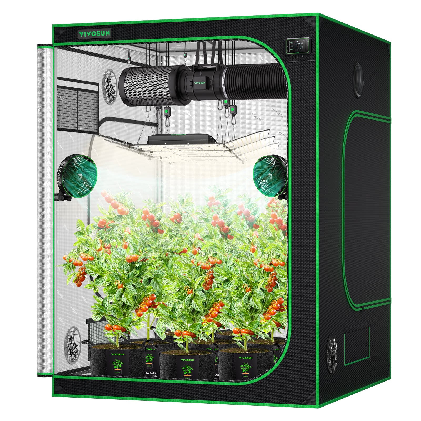 VIVOSUN 5×5 Mylar Grow Tent – Großes 150×150×200 cm professionelles Indoor-Growzelt mit reflektierender Mylar-Beschichtung