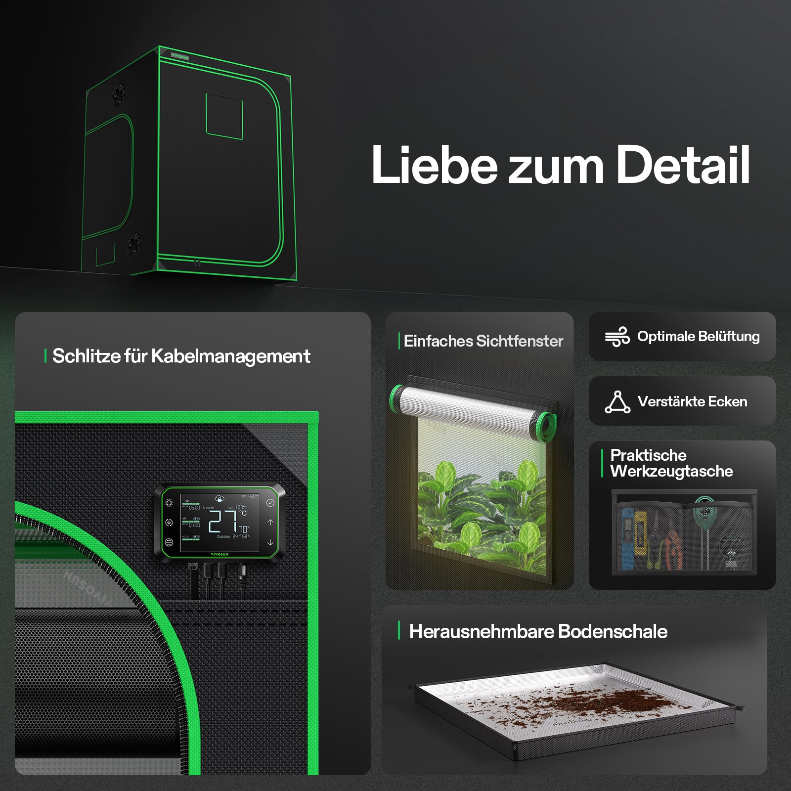 VIVOSUN 5×5 Mylar Grow Tent – Großes 150×150×200 cm professionelles Indoor-Growzelt mit reflektierender Mylar-Beschichtung