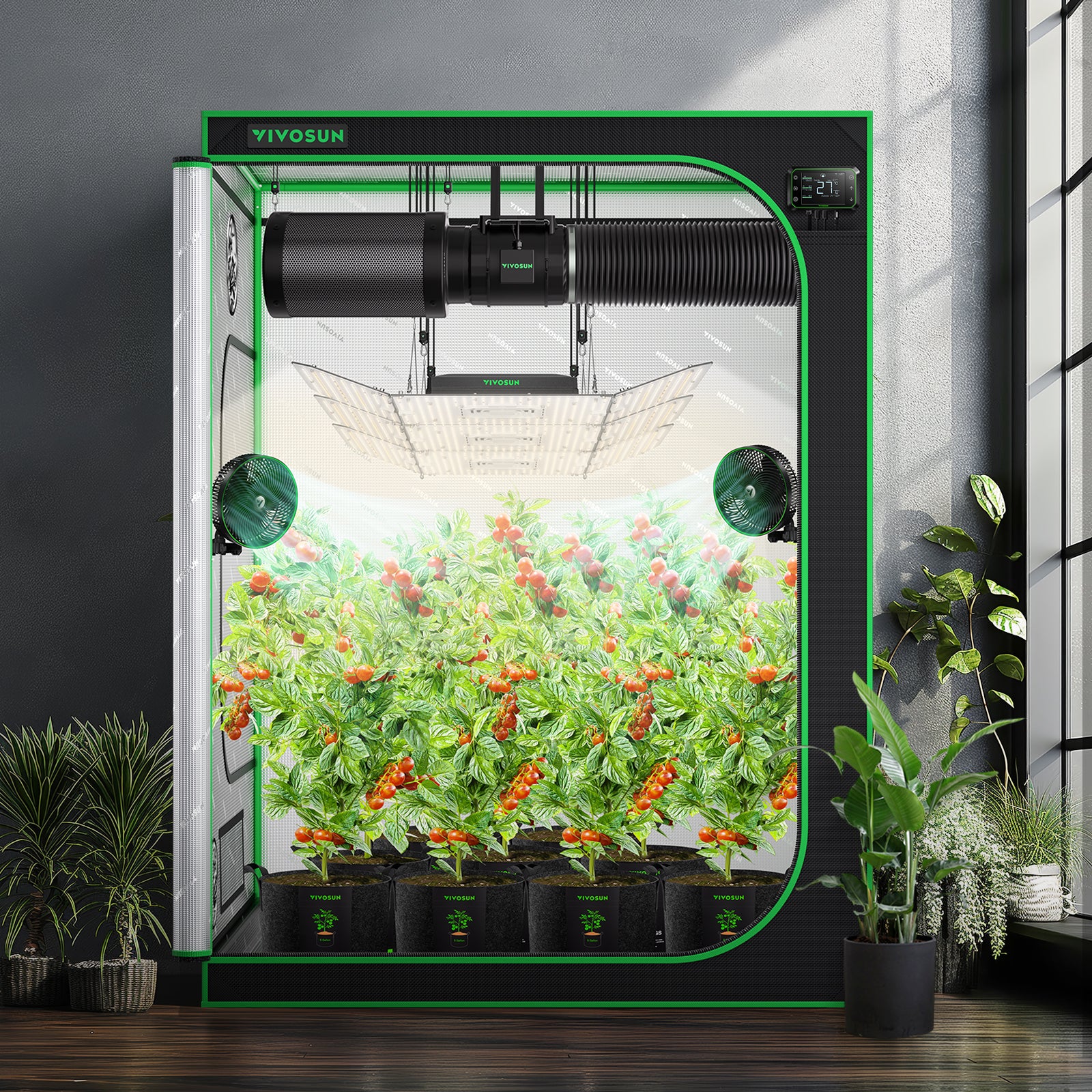 VIVOSUN 5×5 Mylar Grow Tent – Großes 150×150×200 cm professionelles Indoor-Growzelt mit reflektierender Mylar-Beschichtung