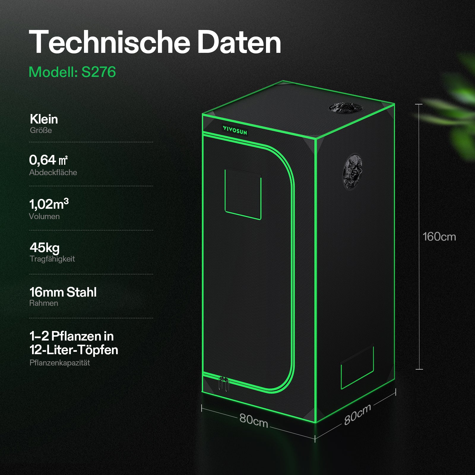 VIVOSUN 2.7×2.7 Mylar Grow Tent – Kompaktes 80×80×160 cm Indoor-Growzelt mit reflektierender Mylar-Beschichtung