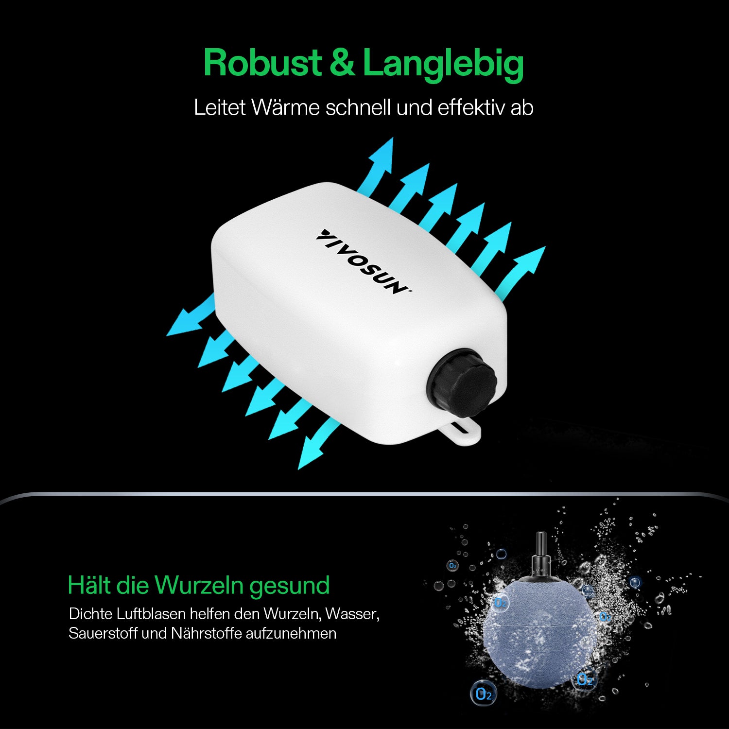 VIVOSUN 18,9 L DWC Hydroponik-System – Schwarzes 1-Eimer-Set mit Luftpumpe & Ausströmerstein