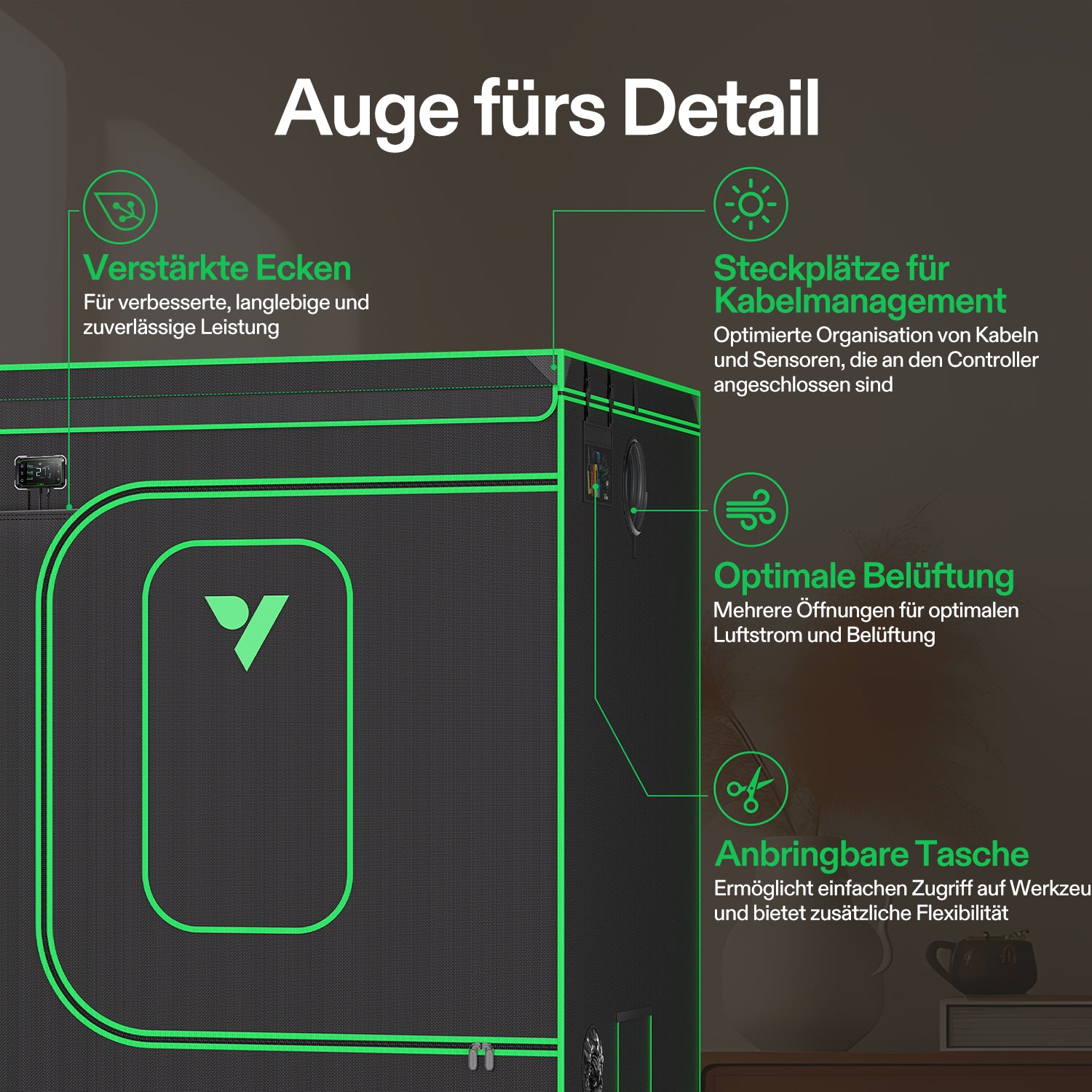 VIVOSUN Pro Grow Tent – Großes 300×150×200 cm professionelles Growzelt mit robuster Mylar-Beschichtung für Indoor-Anbau