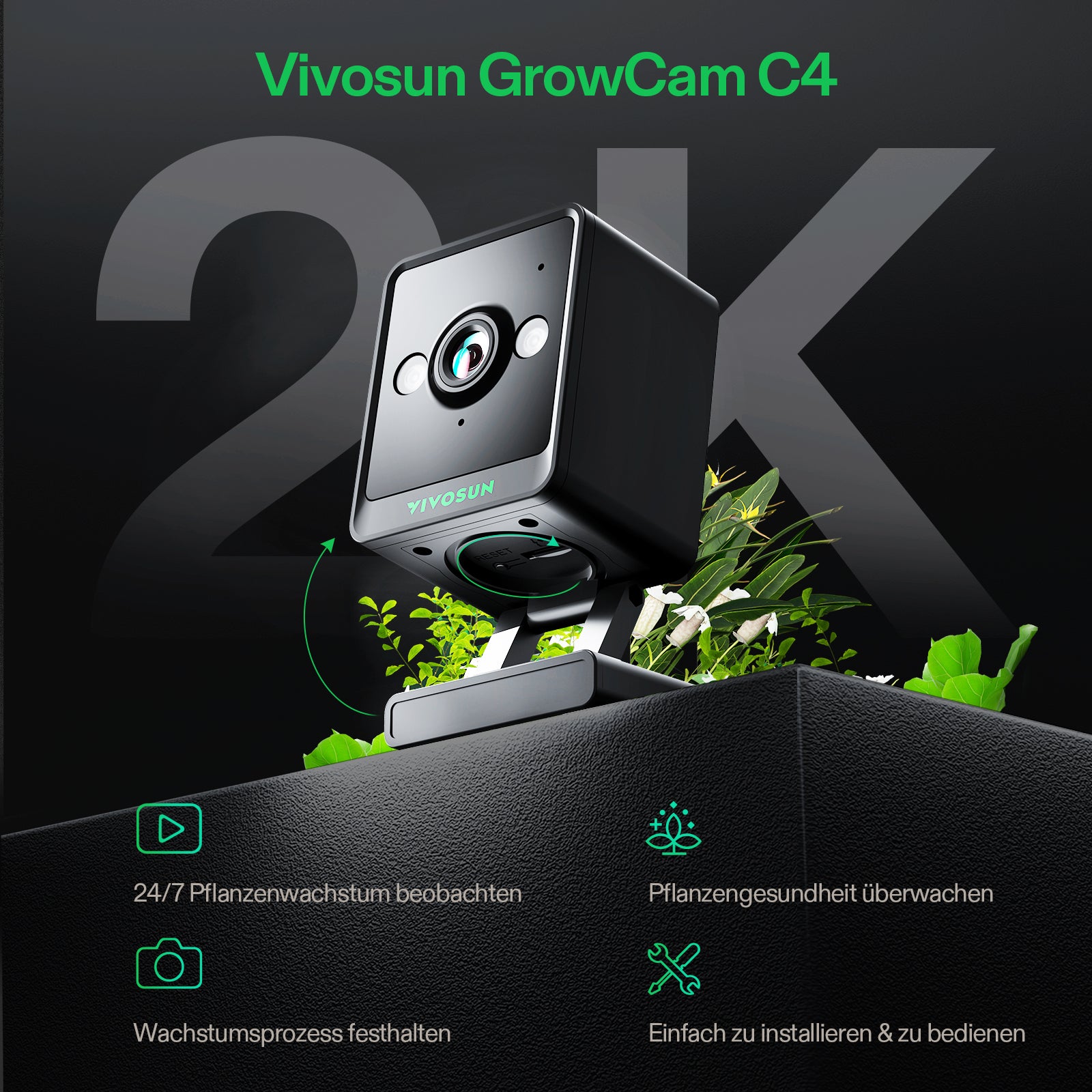 VIVOSUN GrowCam Smart Camera – Intelligente Überwachungskamera für Growzelte und Pflanzenräume mit App-Steuerung