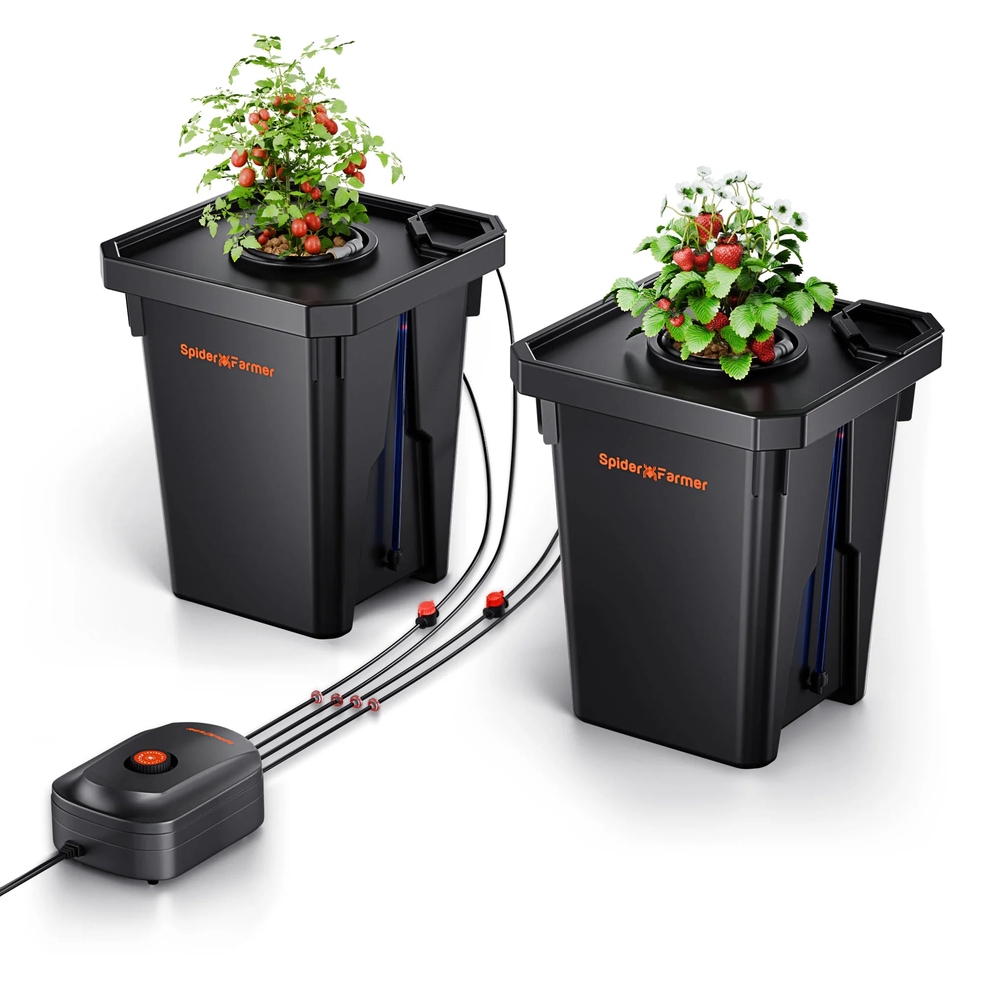 Spider Farmer DWC Hydroponik-System mit 2× 13 L Eimern & Top-Drip-Kit – Komplettset mit Luftpumpe für Indoor Pflanzenanbau