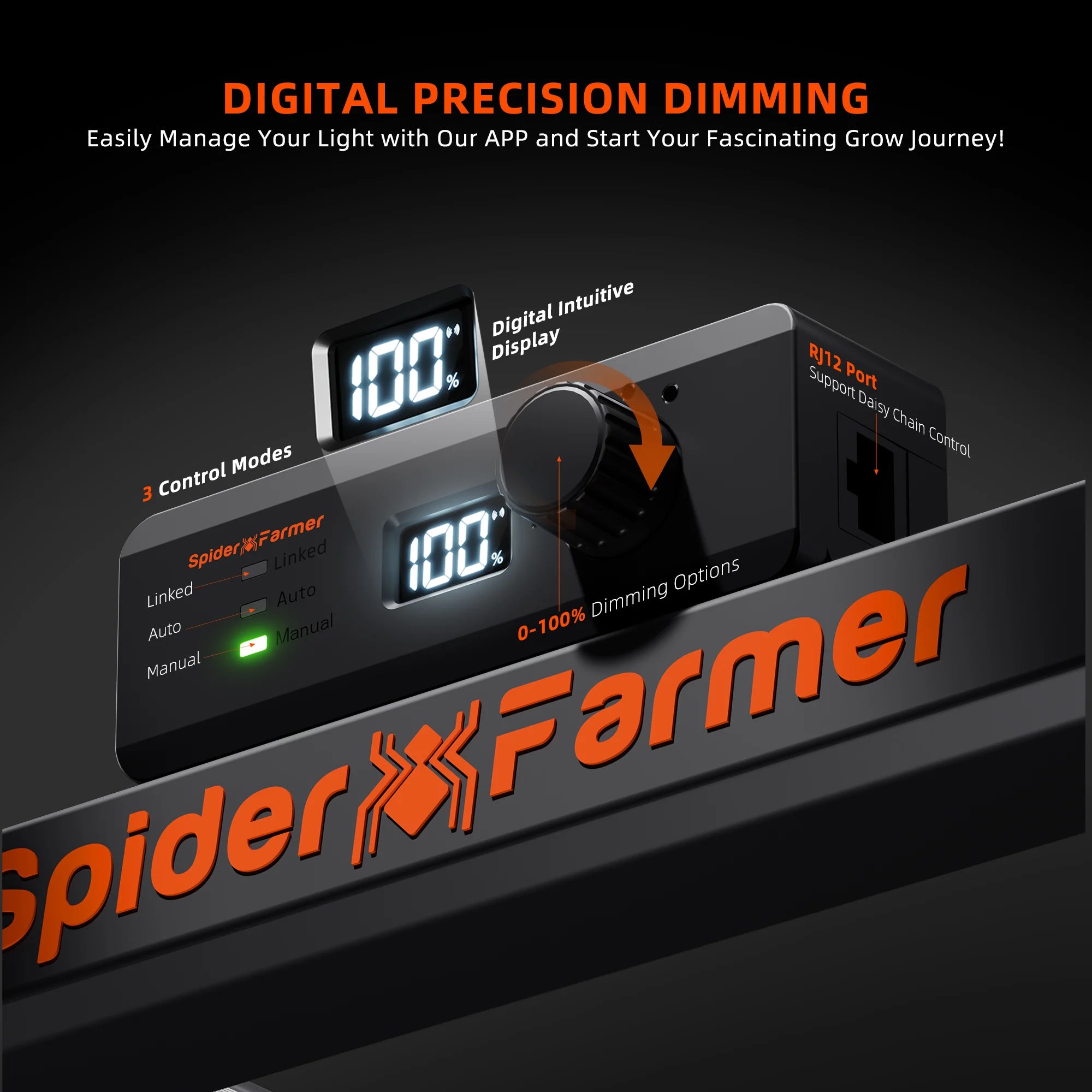 Spider Farmer G3000 LED Growlampe 300W mit App-Steuerung für 60x60–90x90 cm