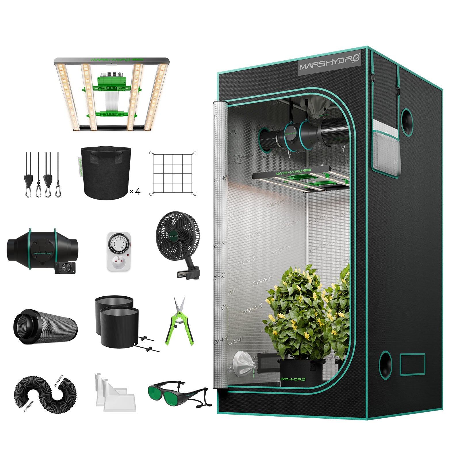 Mars Hydro FC-E3000 Growbox Komplettset mit 100×100 cm Zelt & 300W LED