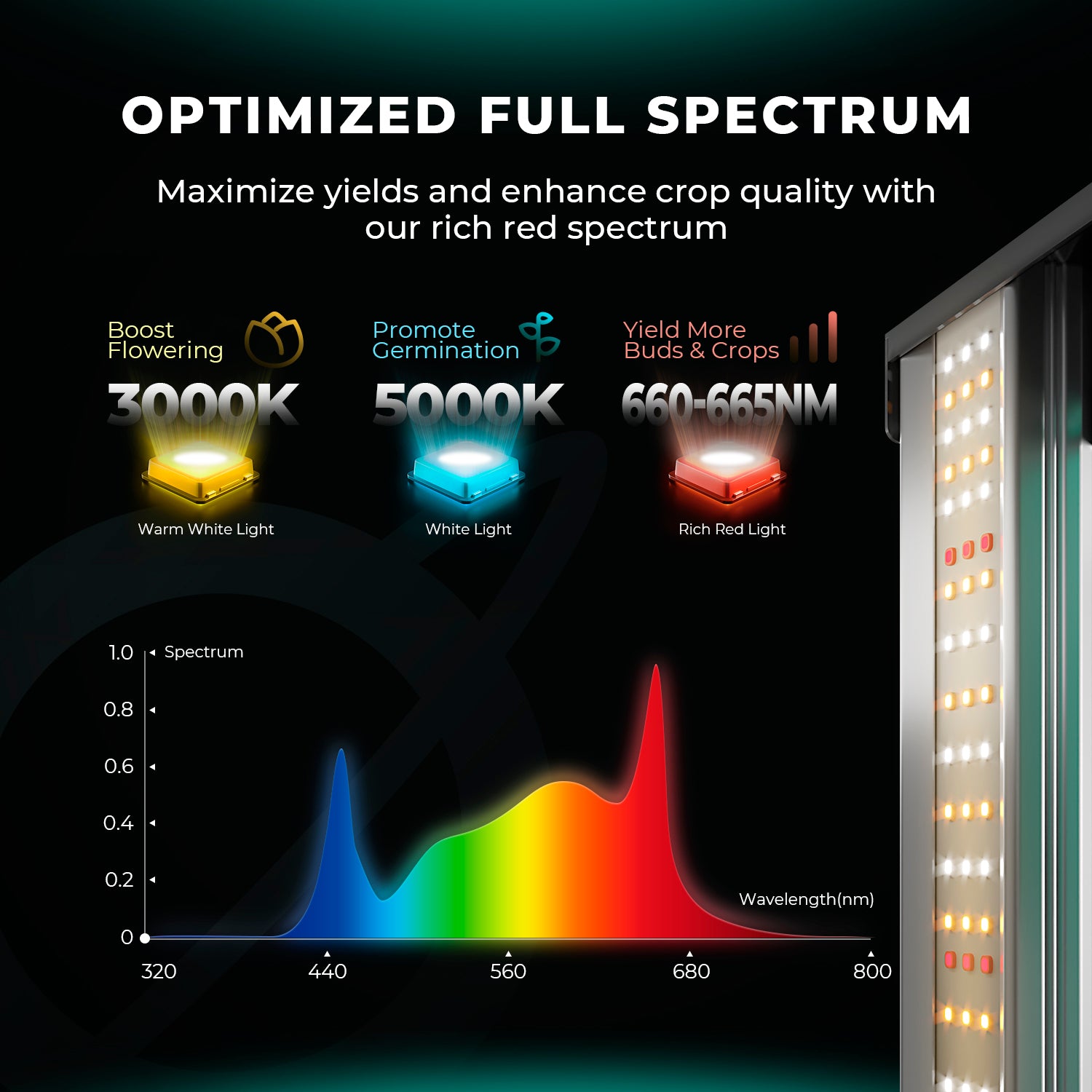 Mars Hydro FC1200W 1200W Bridgelux 3030 Vollspektrum LED Grow Light