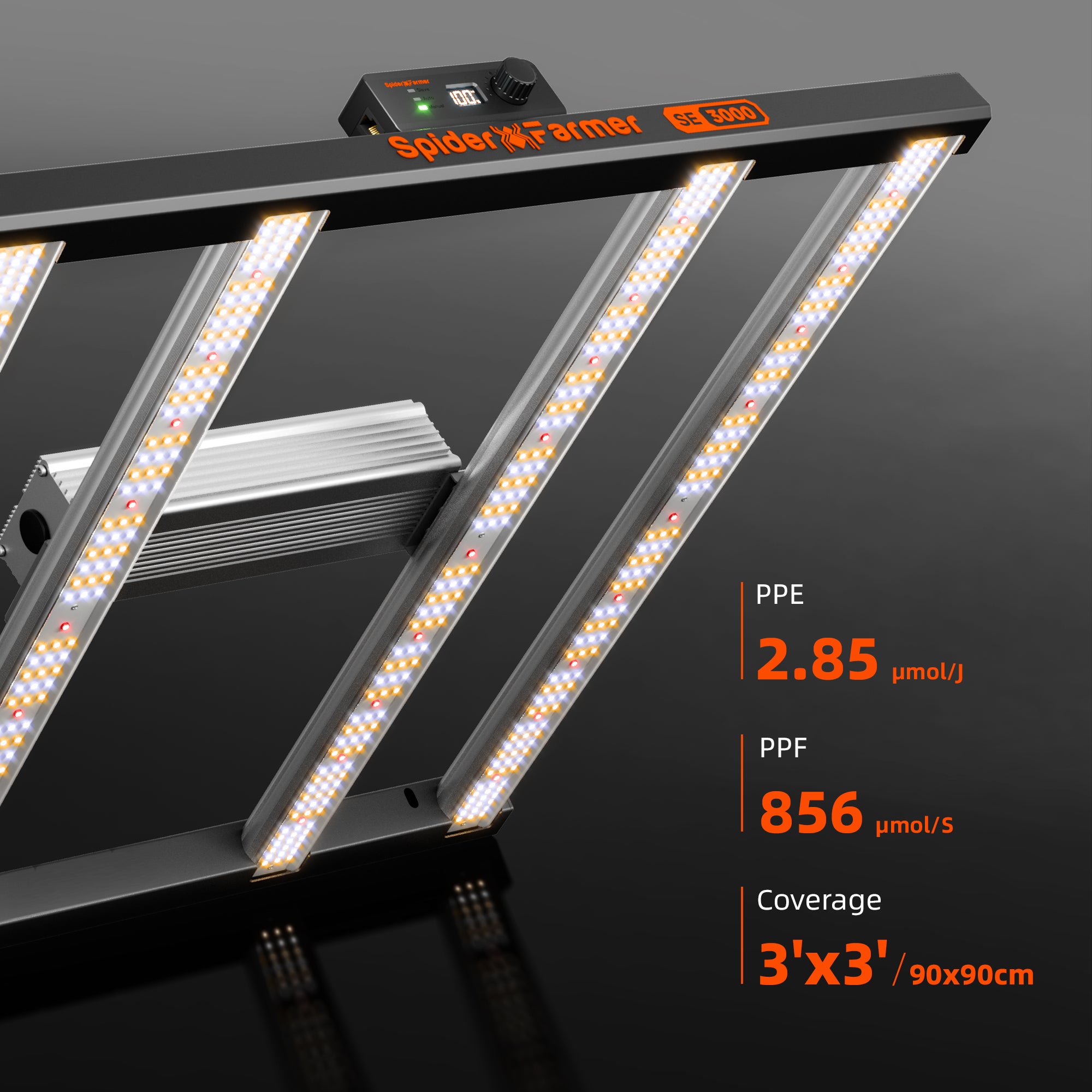 Spider Farmer SE3000 LED Growlampe mit 300 W und Samsung LM301H EVO Vollspektrum