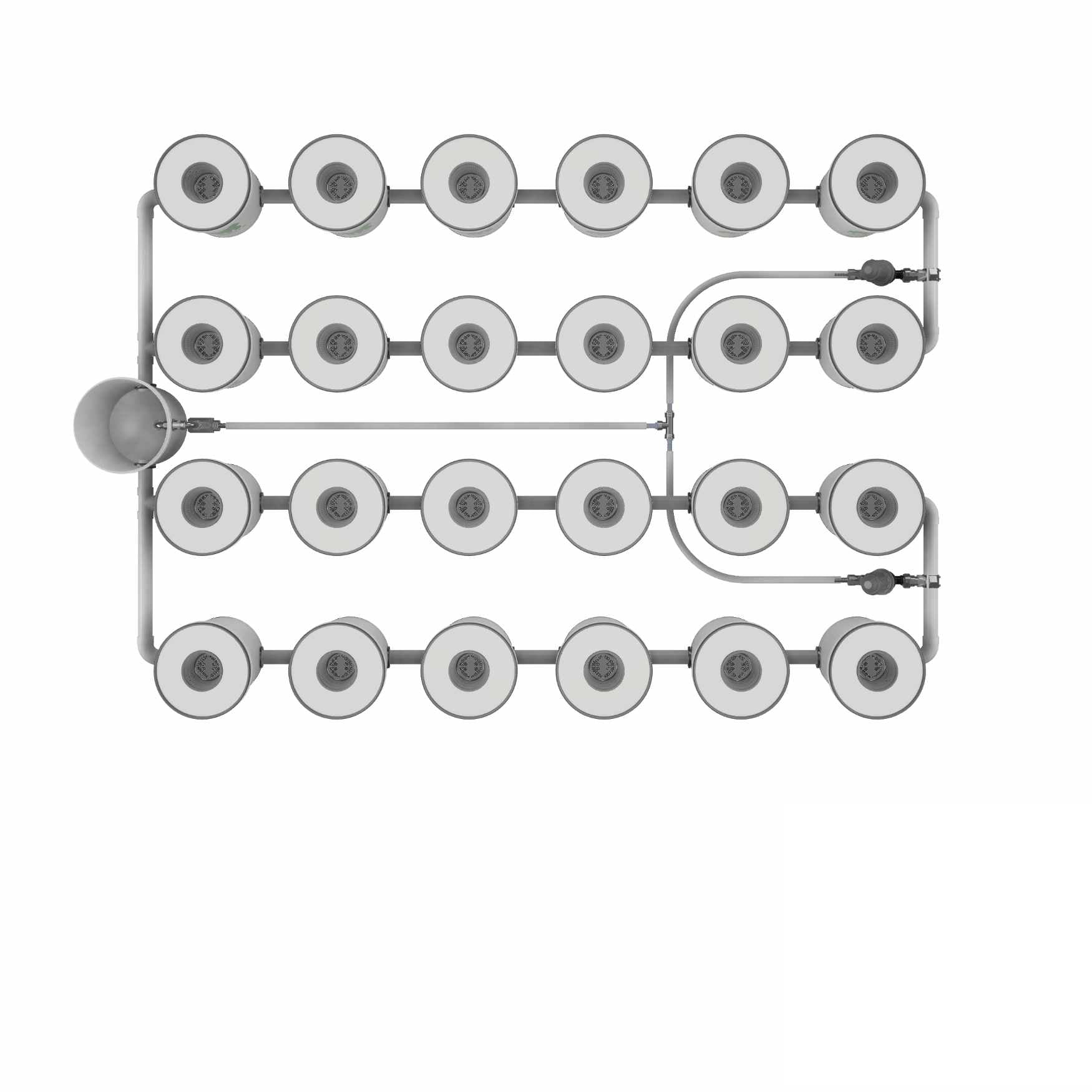 Hydroponics RDWC PRO System mit 24 Töpfen in 4 Reihen, recirculating Deep Water Culture System mit Pumpe und Belüftung für professionelle Pflanzenzucht