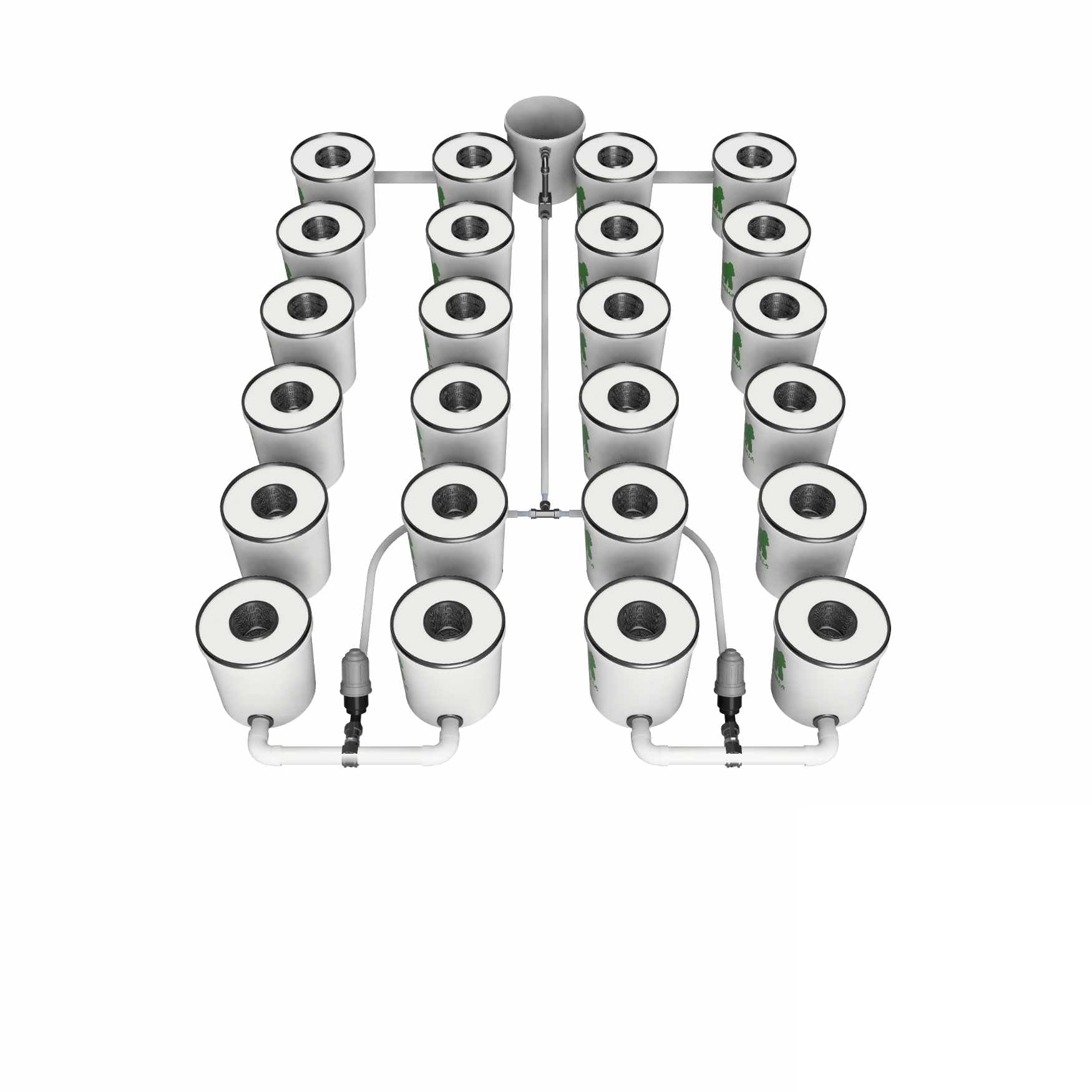 Hydroponics RDWC PRO System mit 24 Töpfen in 4 Reihen, recirculating Deep Water Culture System mit Pumpe und Belüftung für professionelle Pflanzenzucht