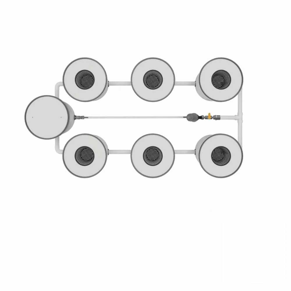 RDWC 6-Topf Hydroponiksystem – Professionelles rezirkulierendes System für den Anbau von bis zu sechs Pflanzen mit optimaler Sauerstoff- und Nährstoffversorgung