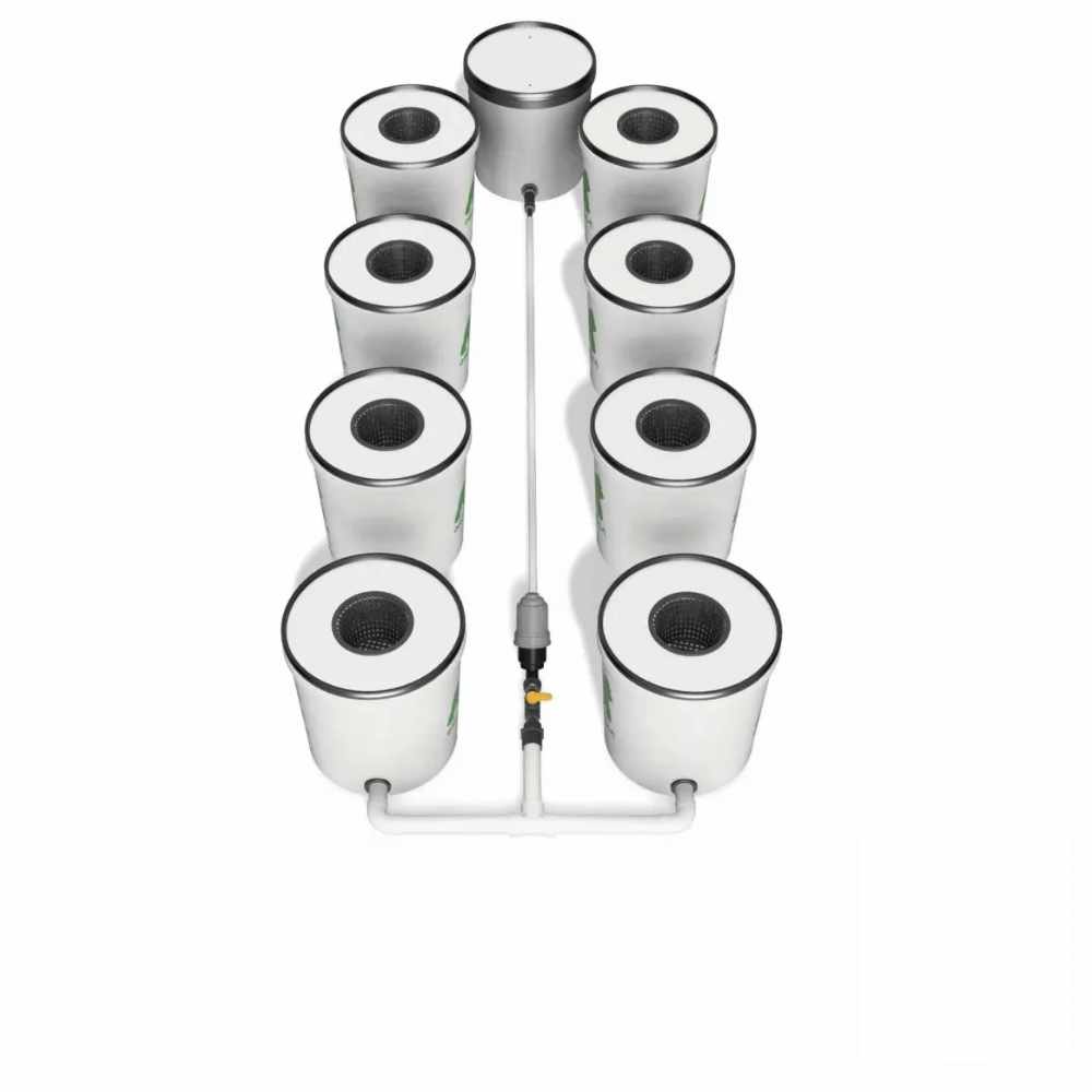 Growrilla RDWC 8-Topf Hydroponiksystem – Professionelles rezirkulierendes System für den Anbau von bis zu acht Pflanzen mit optimaler Nährstoff- und Sauerstoffversorgung