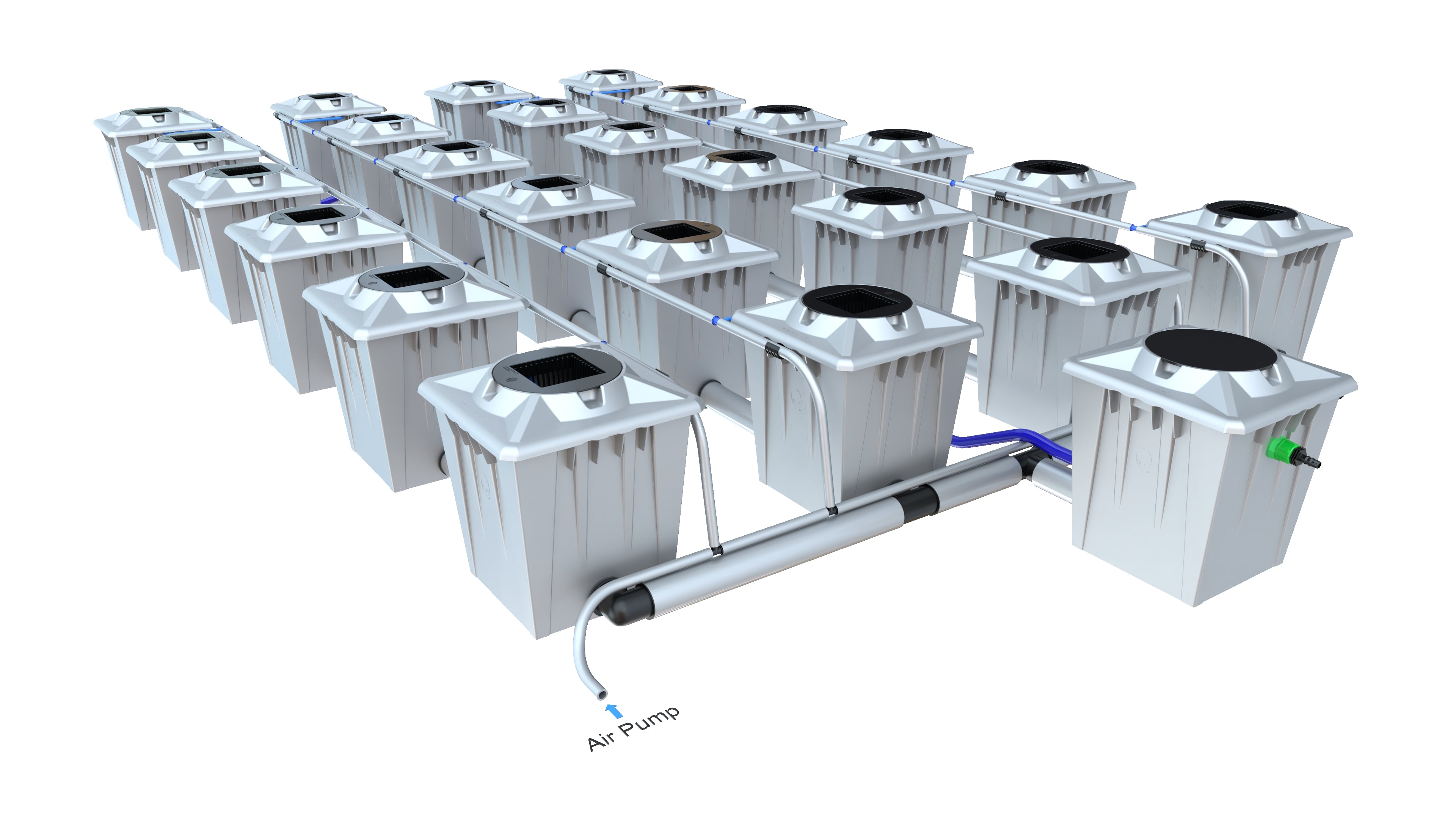 Alien RDWC PRO Silver Series – 24-Pot Hydroponic System mit 20-L-Töpfen