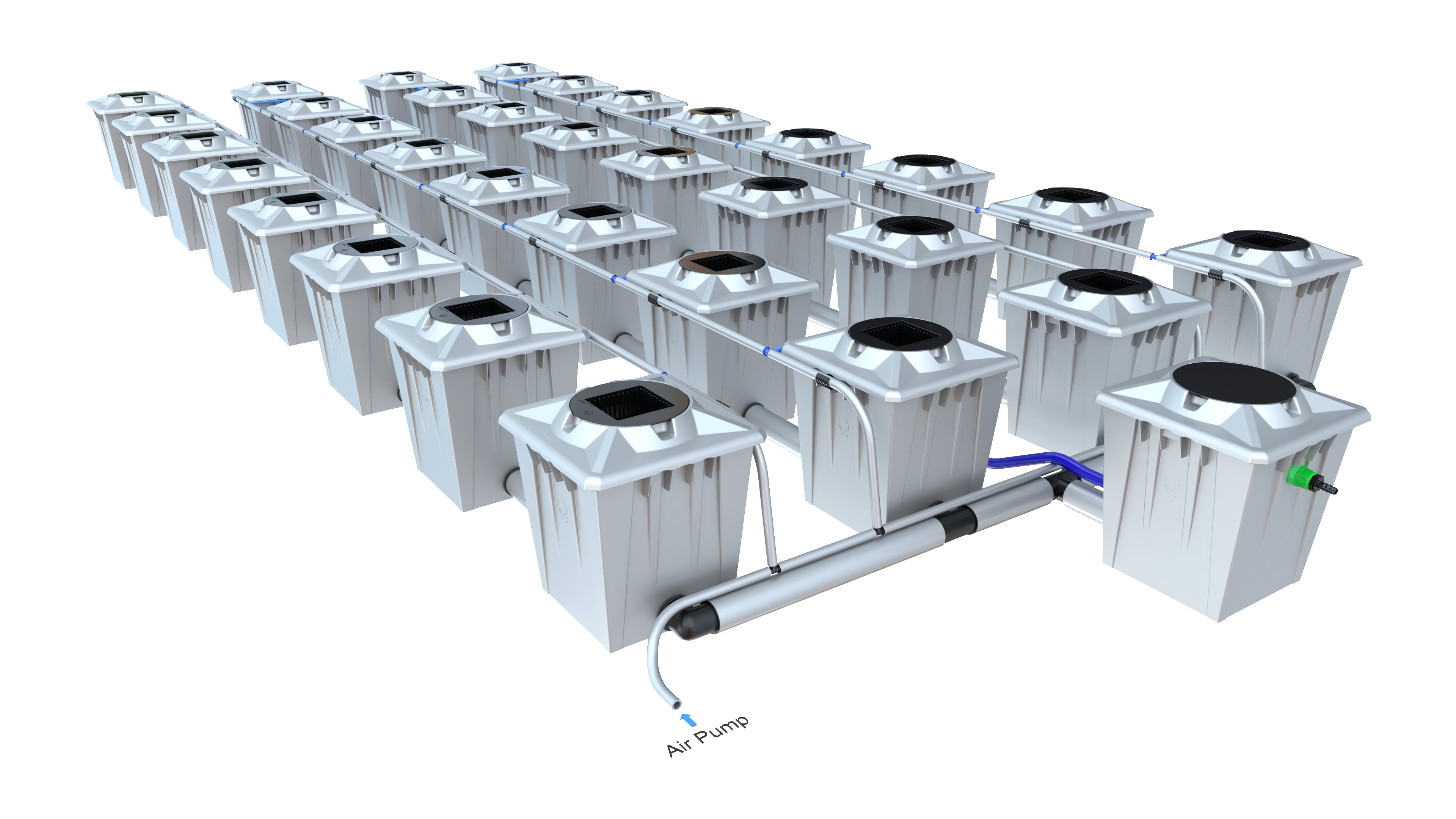 Alien RDWC PRO Silver Series – 32-Pot Hydroponic System mit 20-L-Töpfen