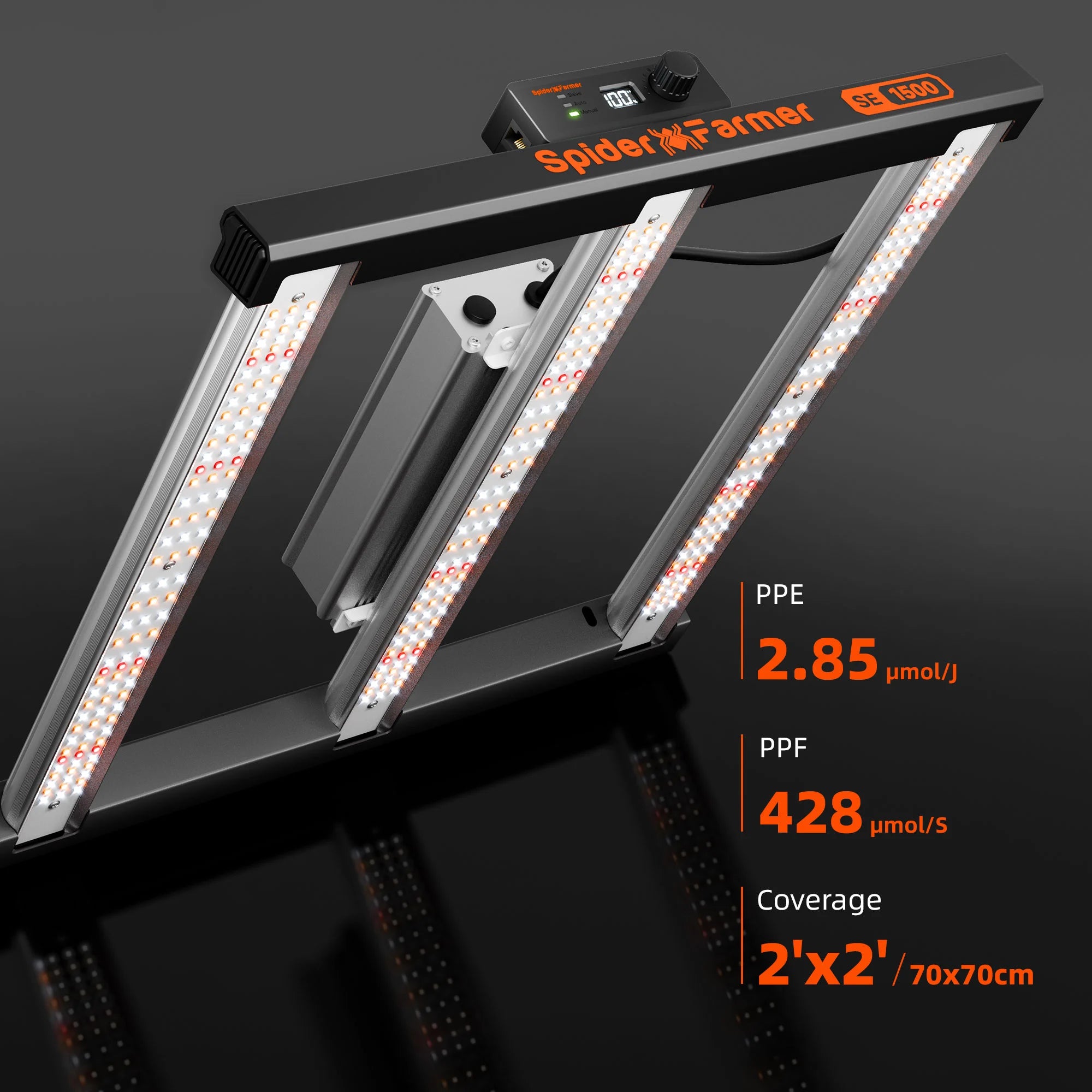 Spider Farmer SE1500 LED Growlampe 150W mit Samsung LM301H EVO & App-Steuerung