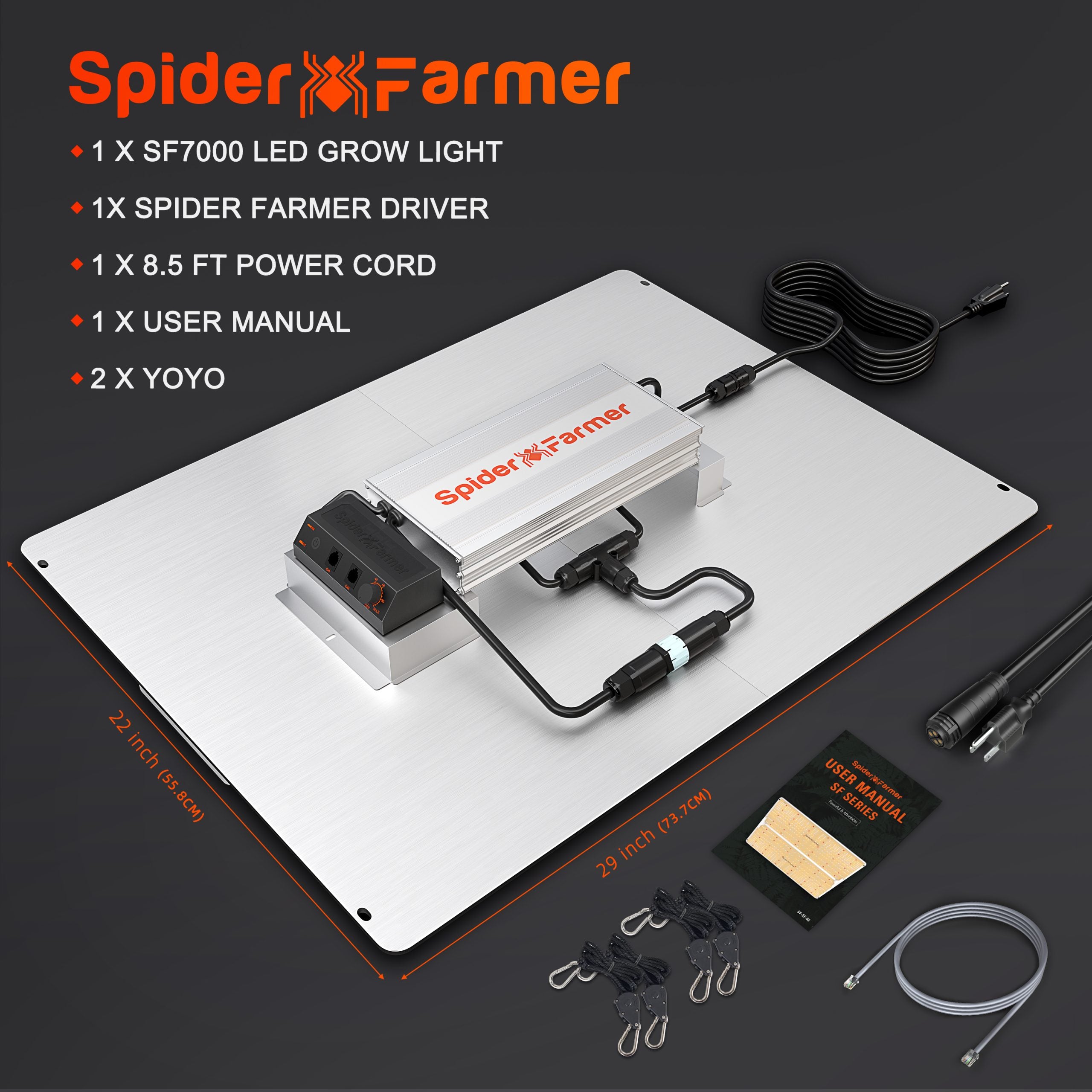 Spider Farmer SF7000 650W klappbare LED Pflanzenlampe mit Samsung LM301B für 150x150 cm Growzelt – Vollspektrum & dimmbar
