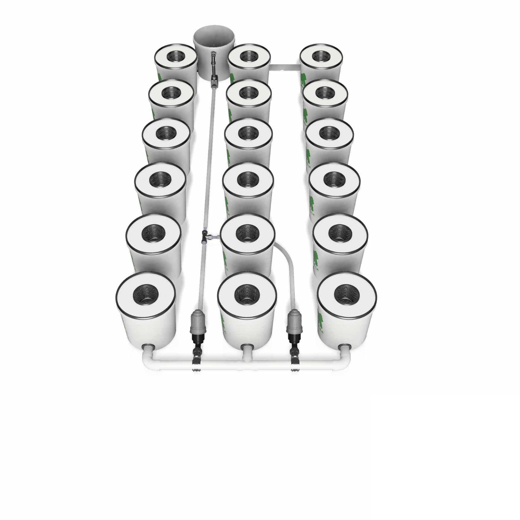 Hydroponics RDWC PRO System mit 18 Töpfen, recirculating Deep Water Culture Setup mit Pumpe und Belüftung für professionellen Pflanzenanbau