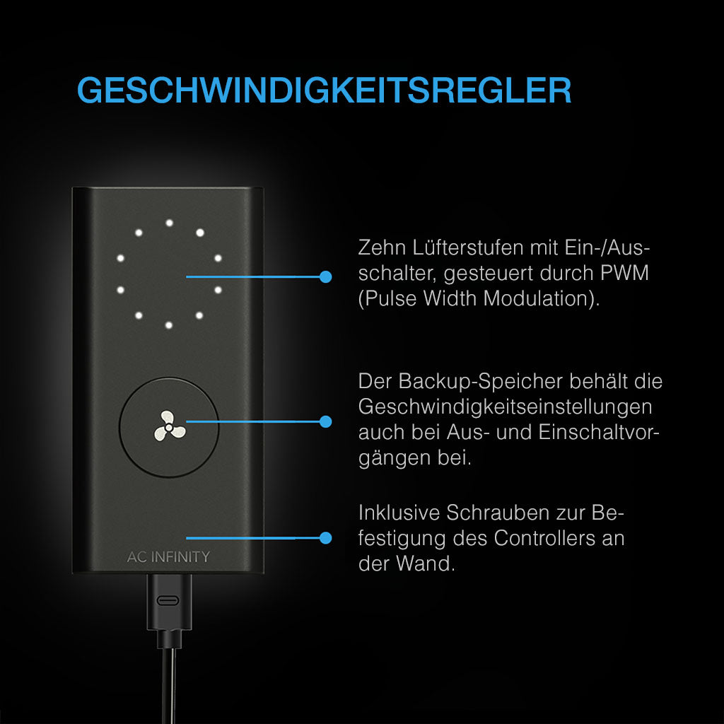 AC Infinity CLOUDLINE PRO S10 – 250 mm Inline-EC-Lüfter mit Drehzahlregler für große Growzelte, klimatisierte Räume und technische Belüftungssysteme