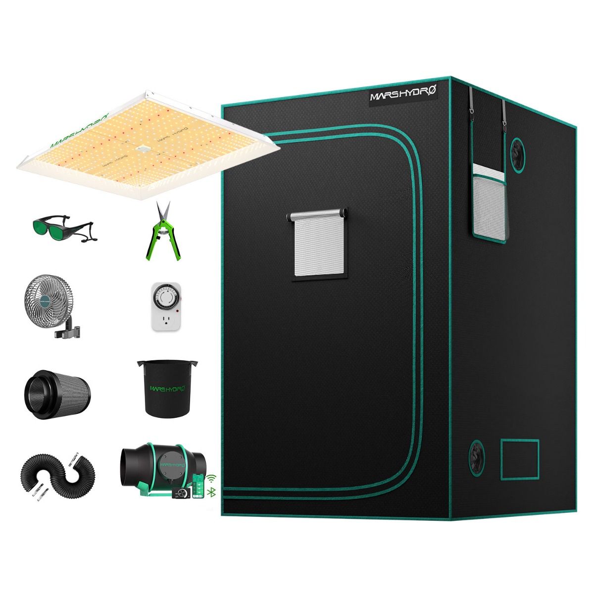 Mars Hydro TSW 2000 Growbox Komplettset mit 120×120 cm Zelt, 300 W LED & 6″ iFresh Belüftung