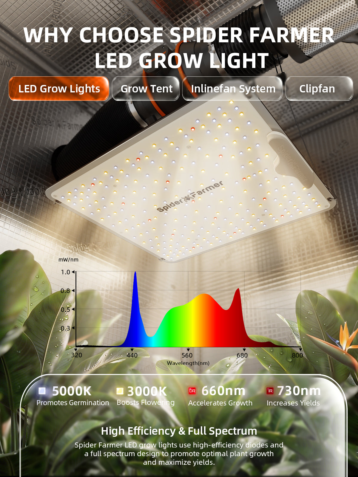 Spider Farmer SF1000 Growbox Komplettset 70x70x160 cm mit GGS