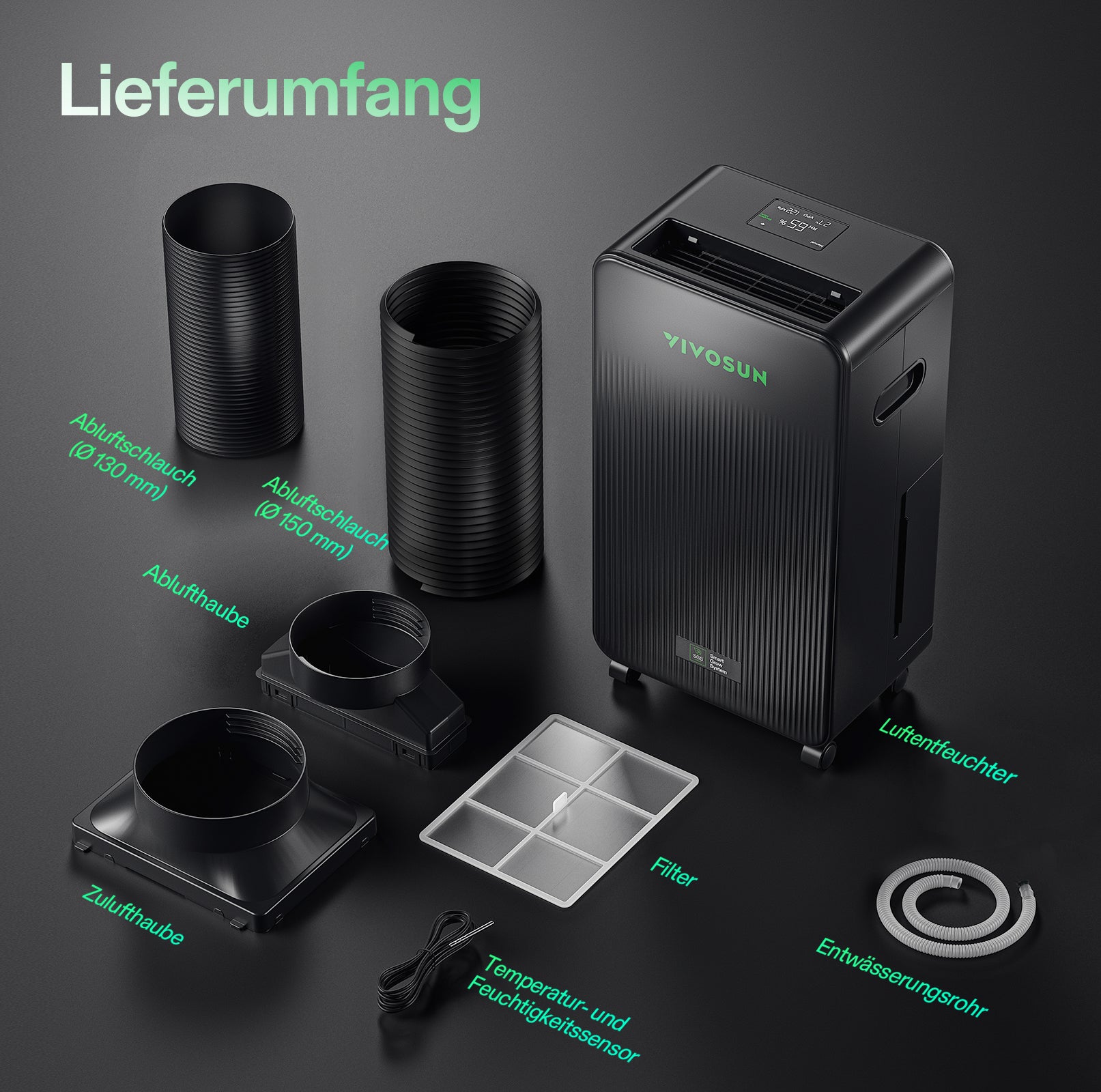 VIVOSUN AeroDrain D12 smarter Luftentfeuchter für Growzelt – bis 12 L/Tag, 2 L Tank, App-steuerbar
