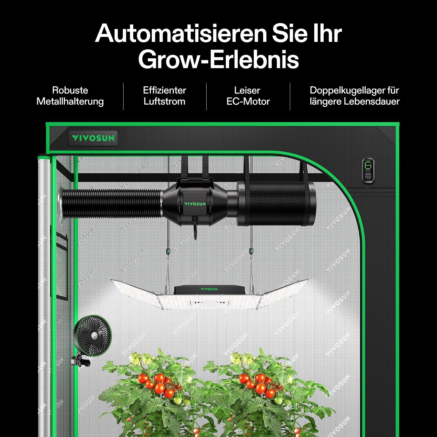VIVOSUN AeroZesh G4 Inline Fan Combo – 4" EC-Abluftventilator mit Smart Controller
