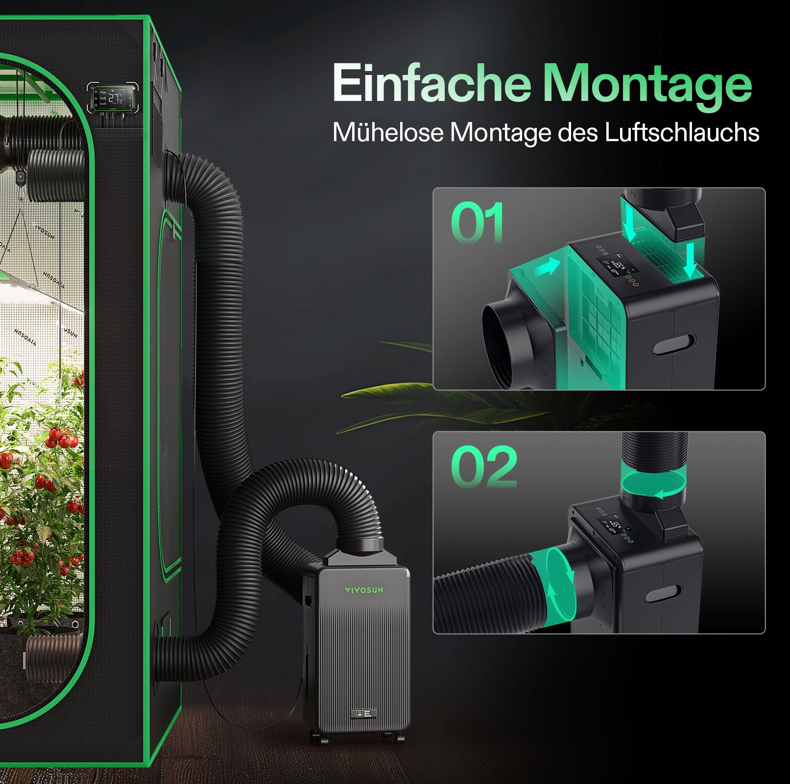 VIVOSUN AeroDrain D12 smarter Luftentfeuchter für Growzelt – bis 12 L/Tag, 2 L Tank, App-steuerbar
