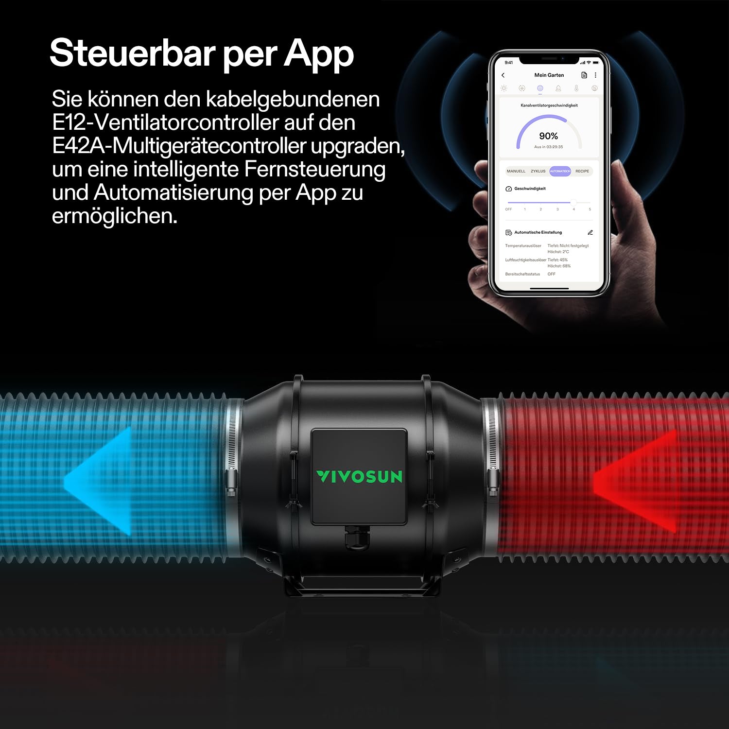 VIVOSUN AeroZesh G6 Inline Fan Combo – 6" EC-Lüfter mit GrowHub E42A Smart Controller
