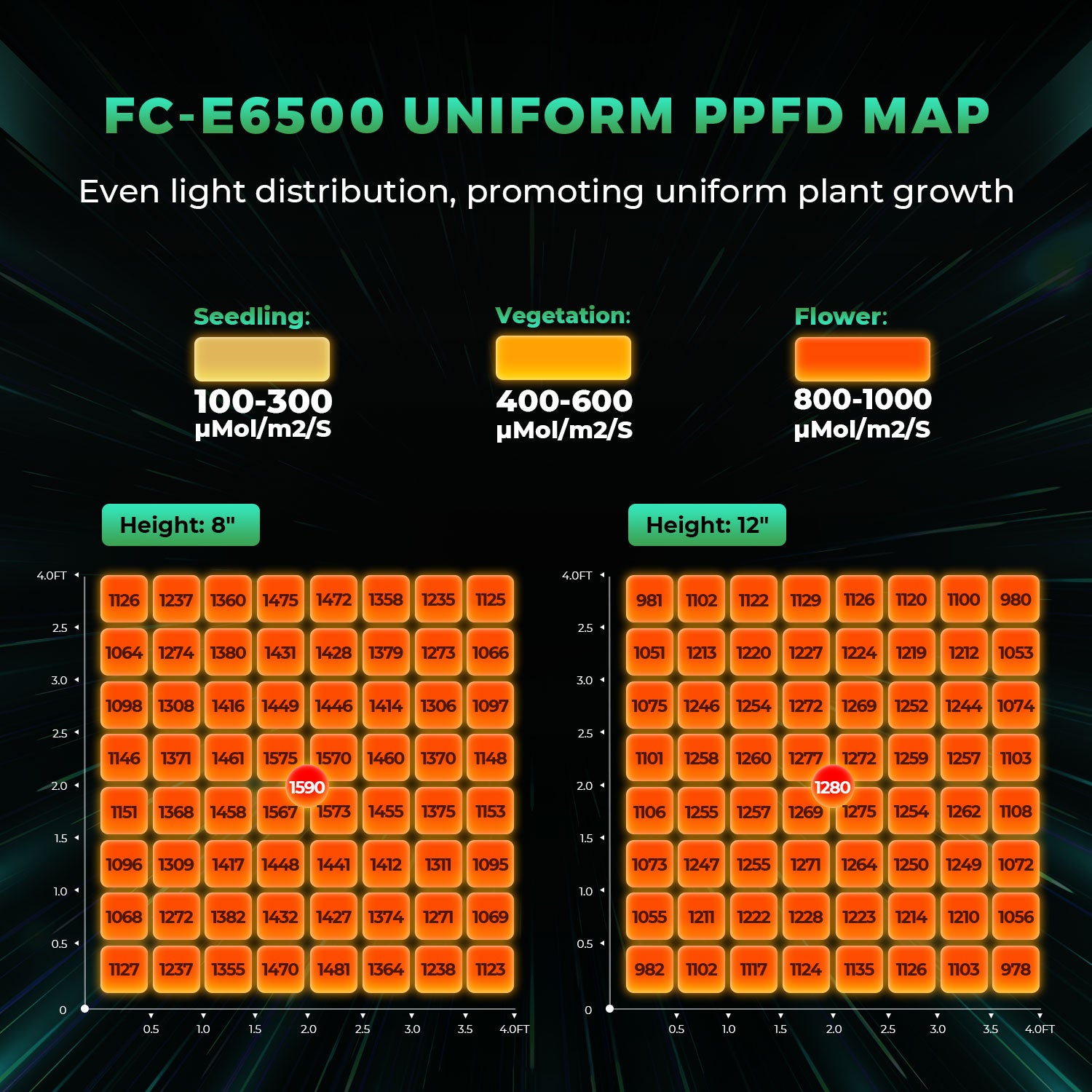 Mars Hydro FC-E 6500 LED Grow Lampe mit 730W Leistung, dimmbar, Full Spectrum Beleuchtung mit verstellbaren Lichtleisten für optimale Pflanzenzucht