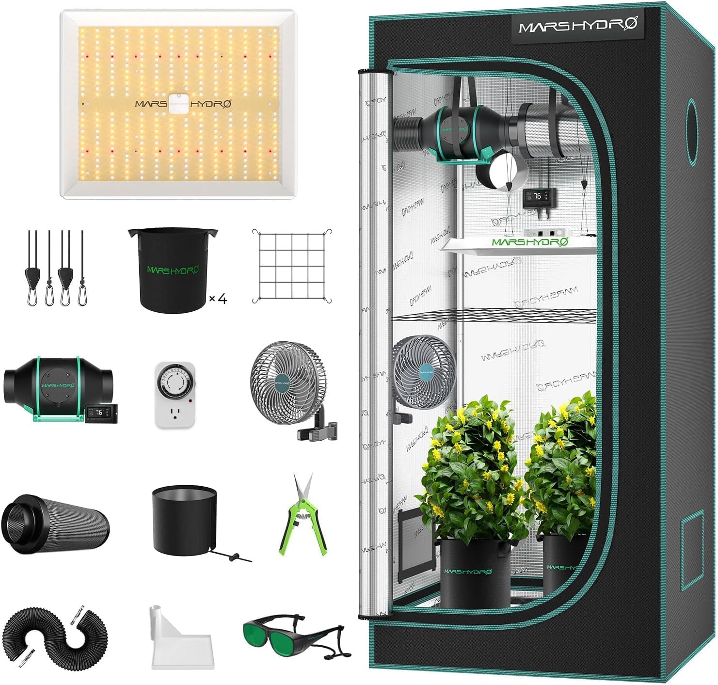 Mars Hydro TS 1000 Growbox Komplettset mit Klimacontroller & 150 W LED