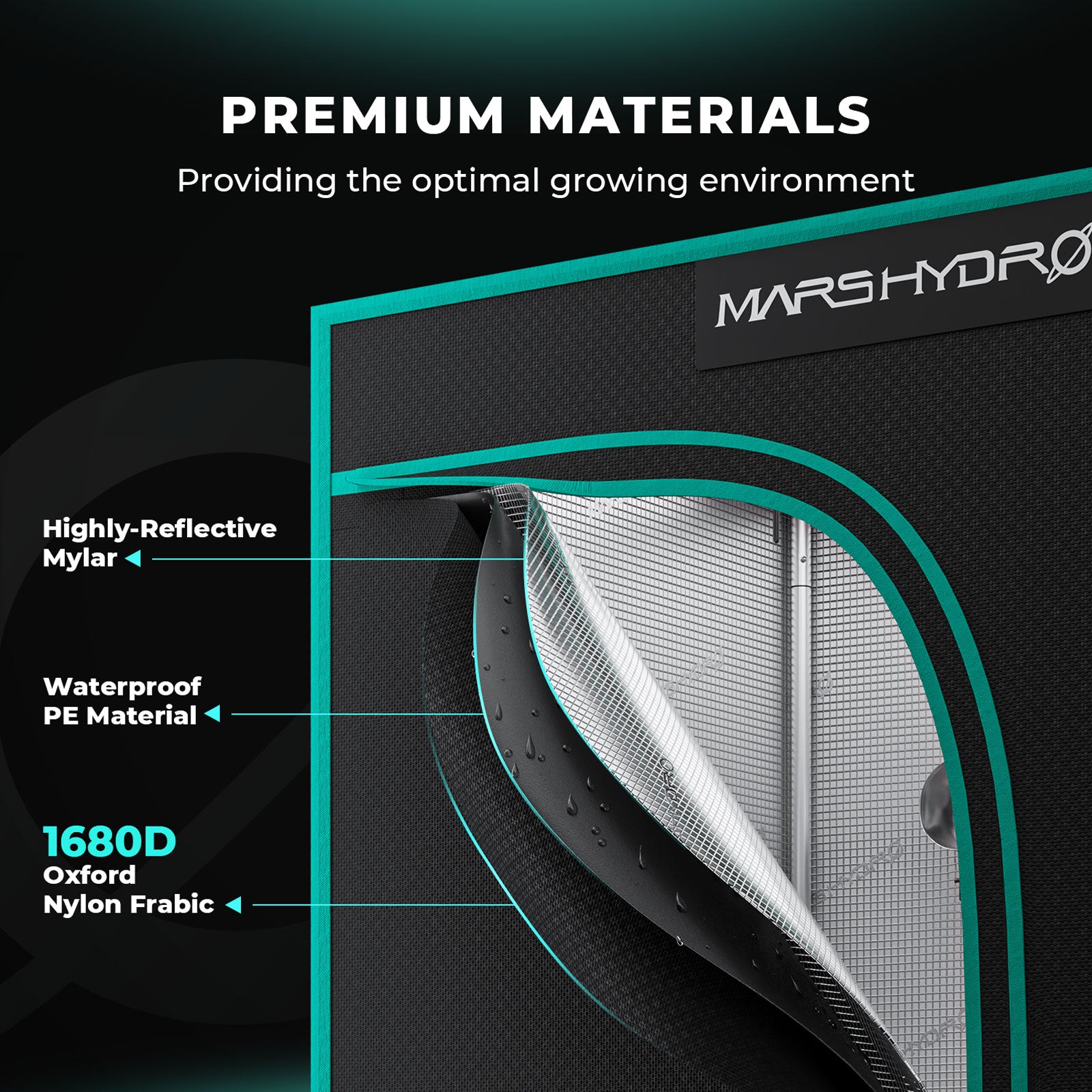 Mars Hydro 70×70×160 cm Growzelt – Indoor Growbox für 1–3 Pflanzen, lichtdicht & reflektierend