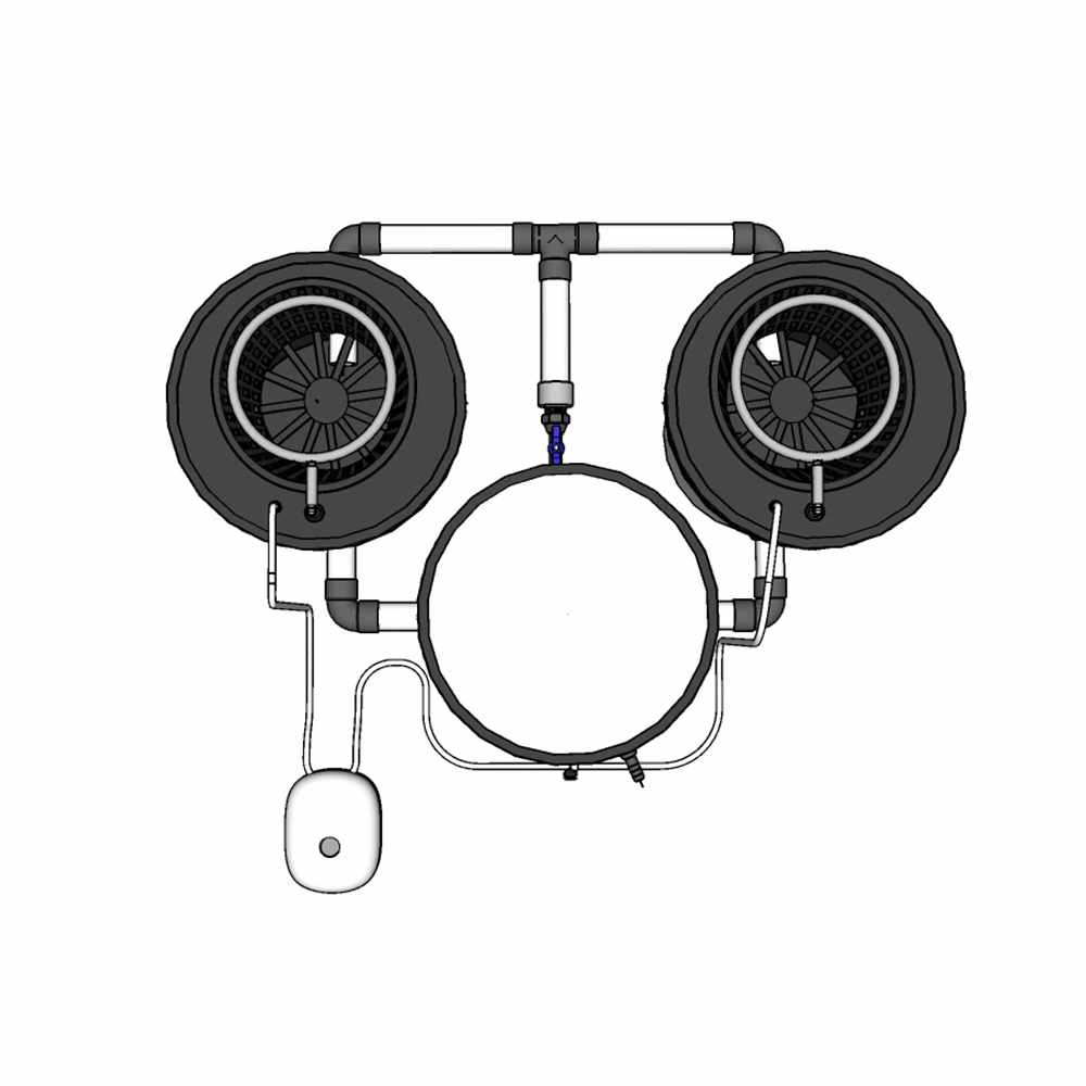 RDWC Oxy-Ring 2-Topf Hydroponiksystem – Kompaktes rezirkulierendes System mit Oxy-Ring-Technologie für optimale Sauerstoff- und Nährstoffversorgung